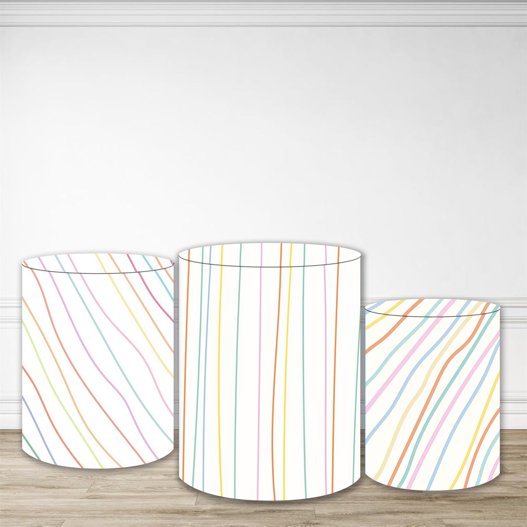 Cylinder Cover Colorful Curved Line Pattern Pillar Cover MRR10-258