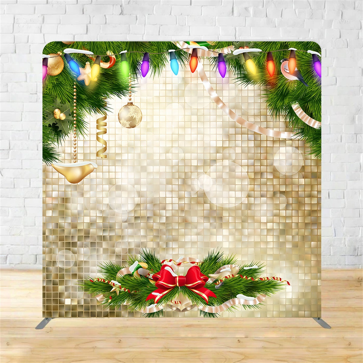 Tension Backdrop Golden Festive Garland Glow Christmas Backdrop MRR10-268