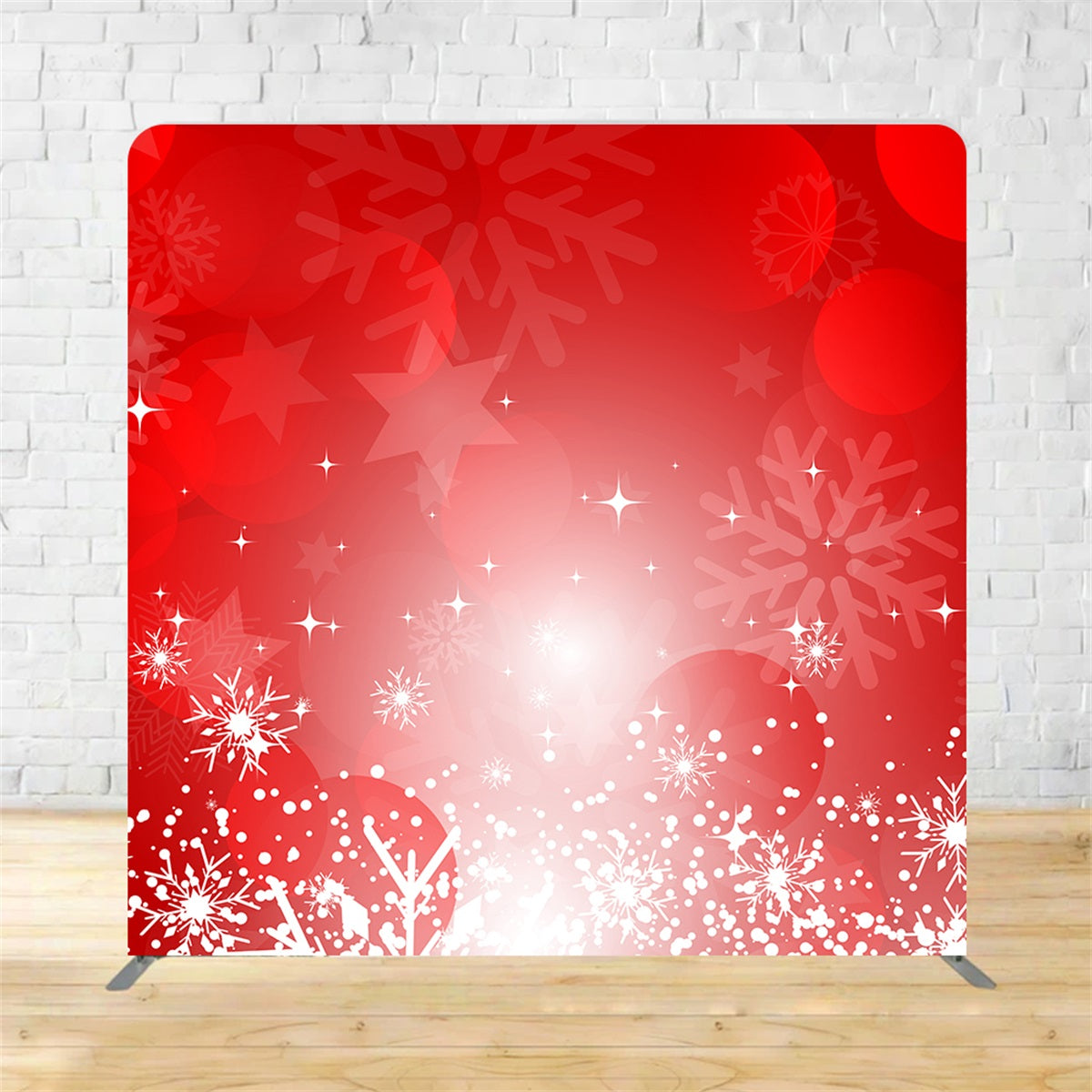 Square Backdrop Red Snowflake Holiday Sparkle Christmas Backdrop MRR10