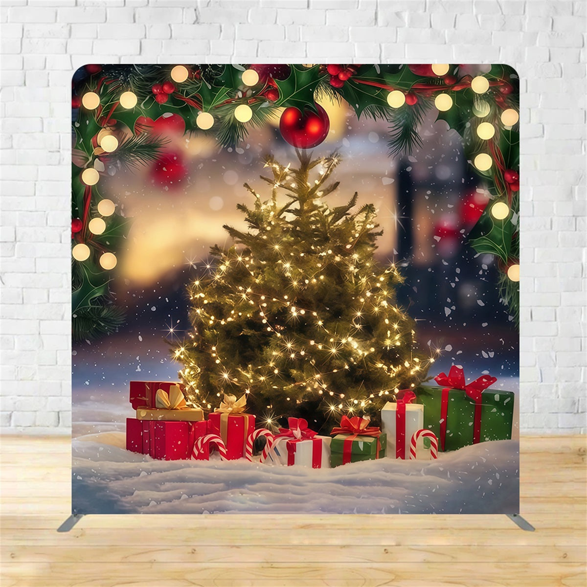 Square Backdrop Festive Tree Gift Wonderland Christmas Backdrop MRR10-277