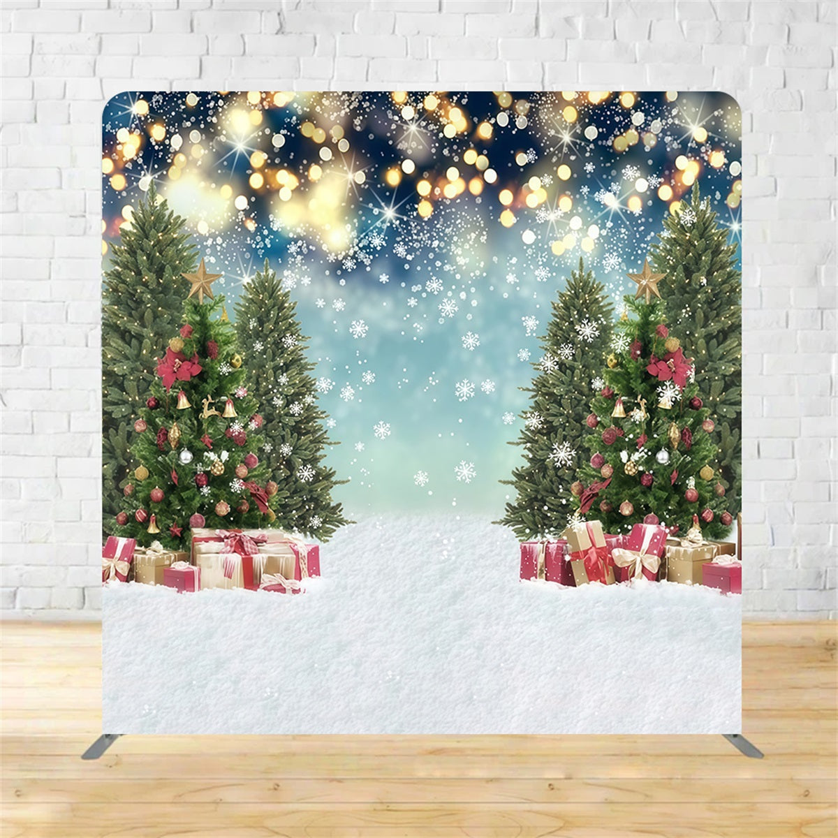 Square Backdrop Sparkling Trees Gift Meadow Christmas Tree Backdrop MRR10-293