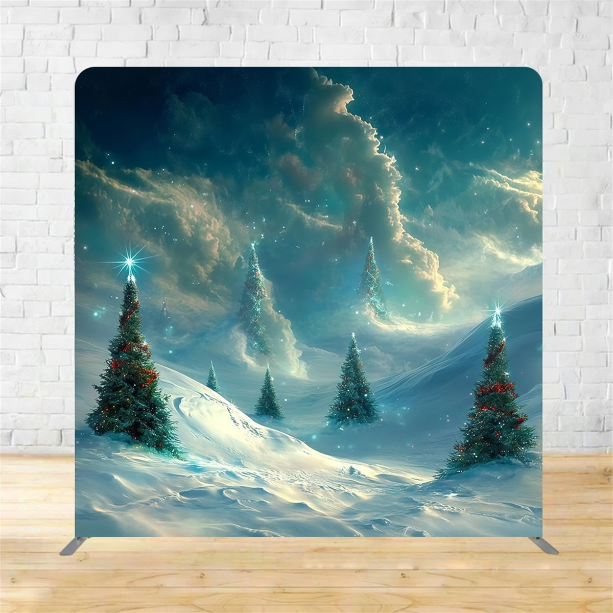 Square Backdrop Cover Magical Snowy Pines Christmas Tree Backdrop MRR10-295