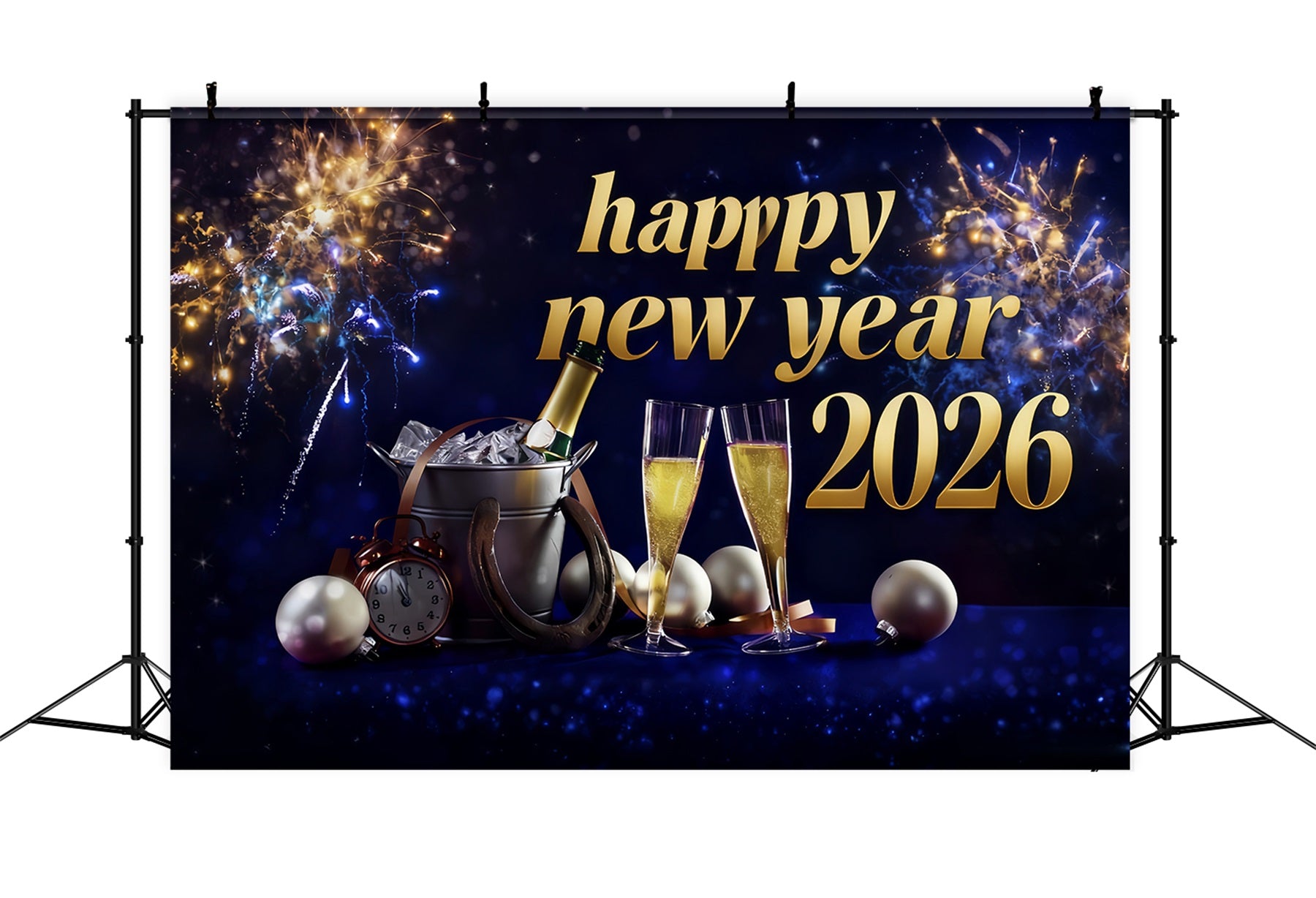 New Year Backdrop Champagne Toast Midnight Celebration Happy New Years Backdrop MRR10-3