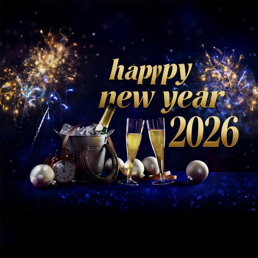 New Year Backdrop Champagne Toast Midnight Celebration Happy New Years Backdrop MRR10-3