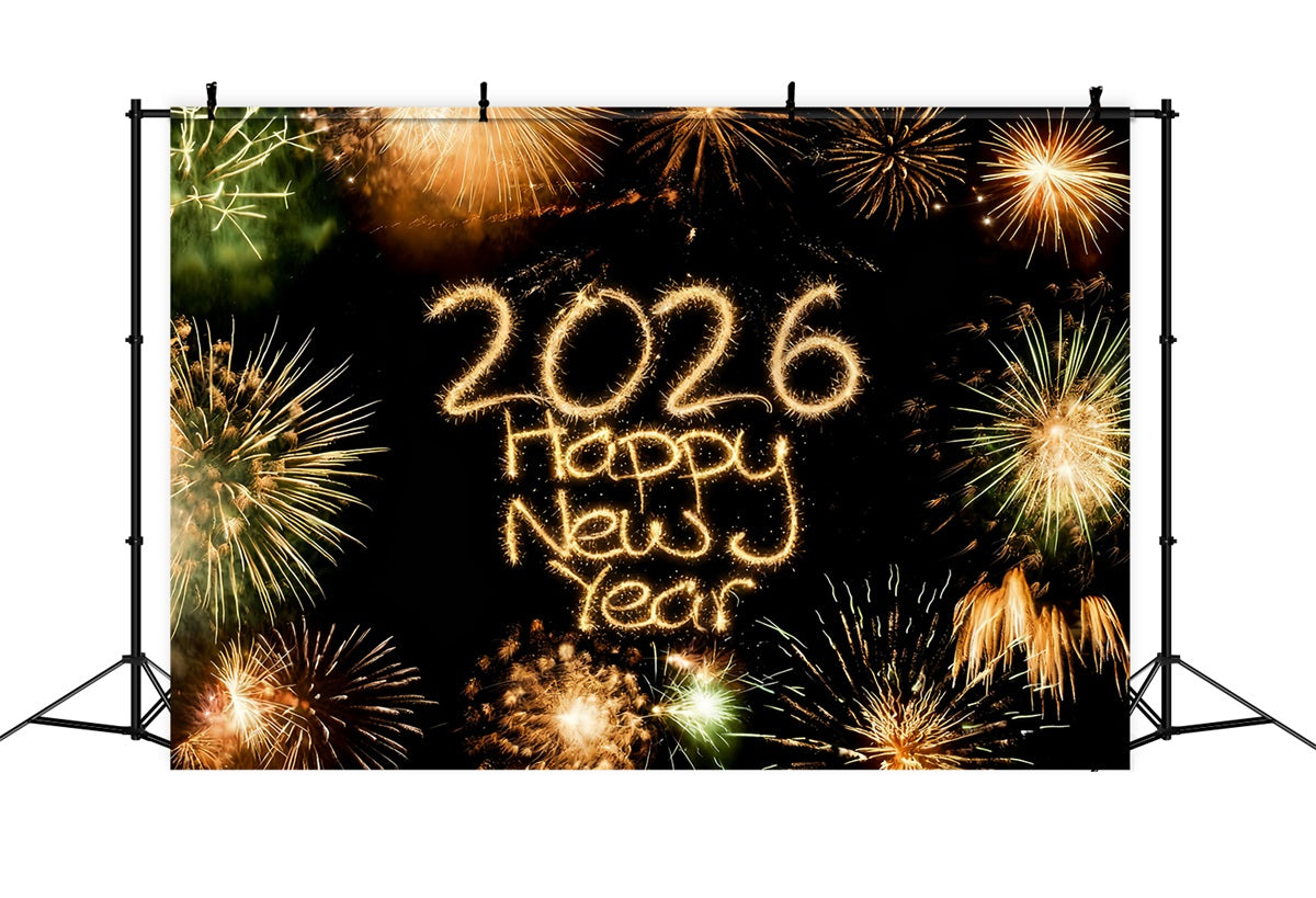 2026 Happy New Year Backdrop Brilliant Fireworks Countdown Burst New Years Eve Backdrop MRR10-4