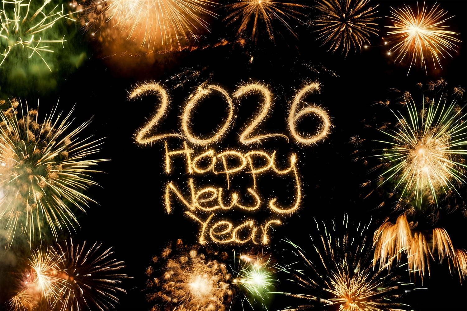 2026 Happy New Year Backdrop Brilliant Fireworks Countdown Burst New Years Eve Backdrop MRR10-4
