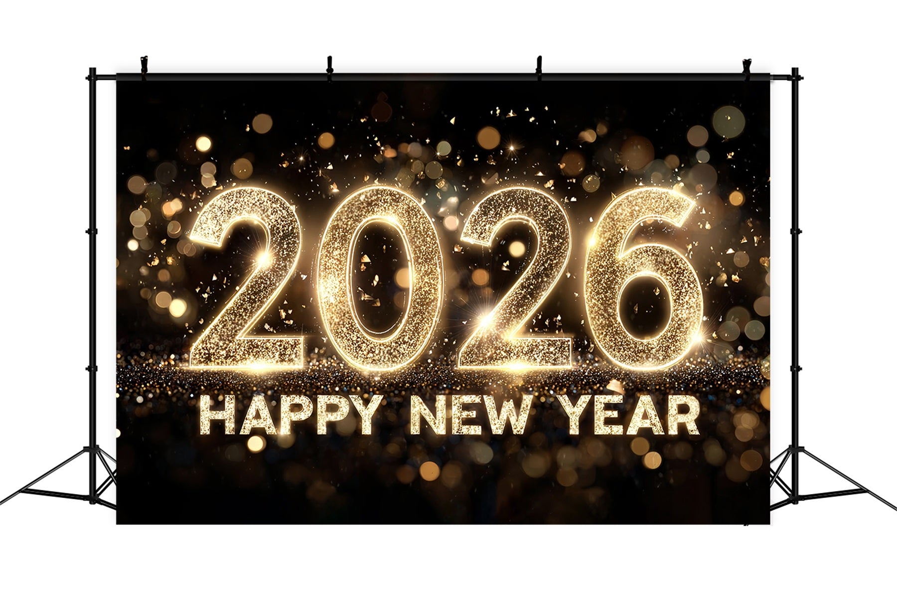 Happy New Years Backdrop Golden Glitter Celebration Numbers New Year Backdrop MRR10-5