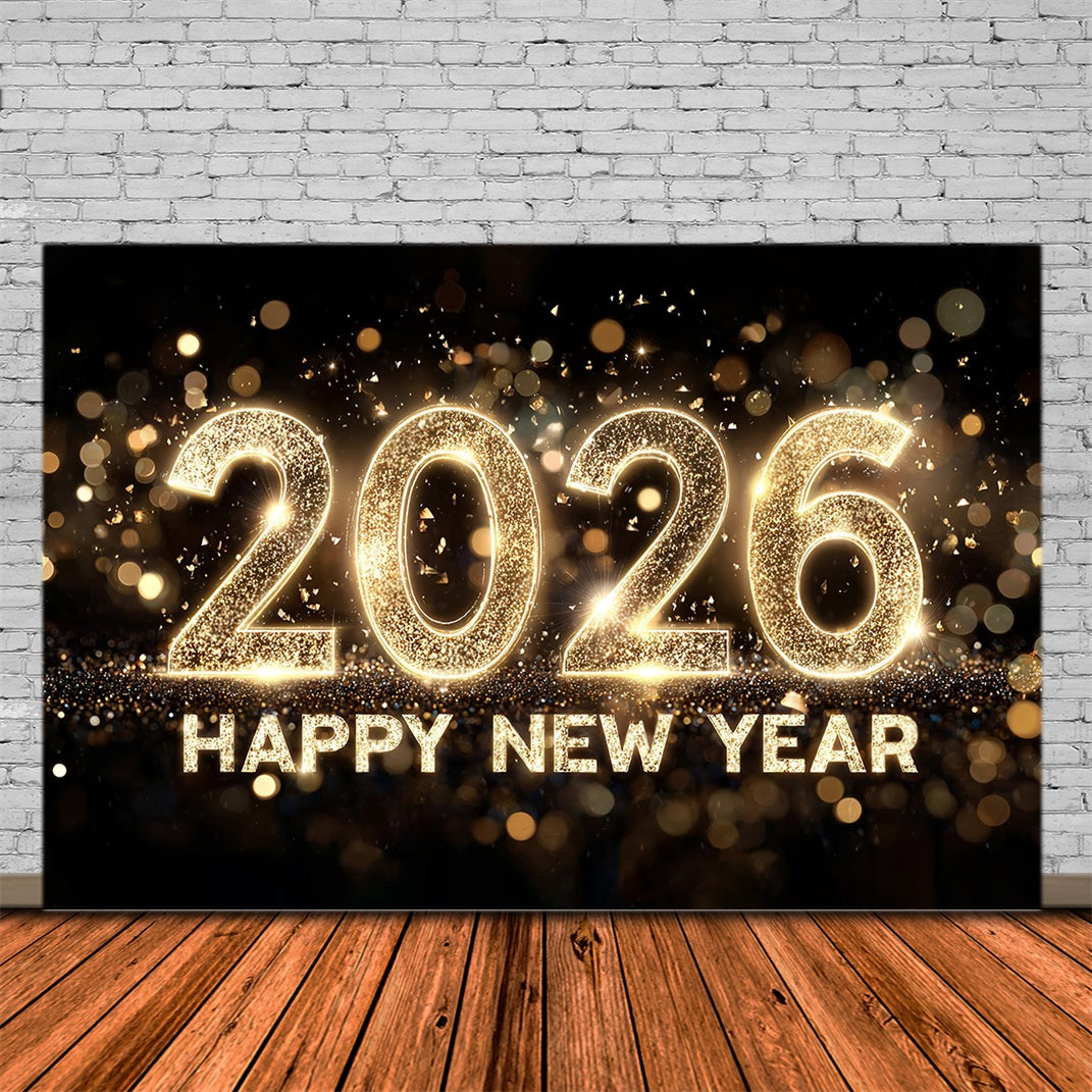 Happy New Years Backdrop Golden Glitter Celebration Numbers New Year Backdrop MRR10-5