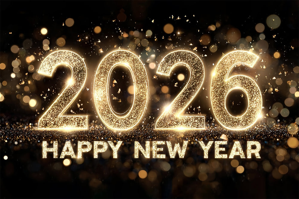 Happy New Years Backdrop Golden Glitter Celebration Numbers New Year B