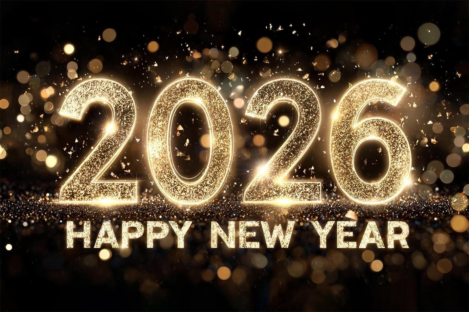 Happy New Years Backdrop Golden Glitter Celebration Numbers New Year Backdrop MRR10-5
