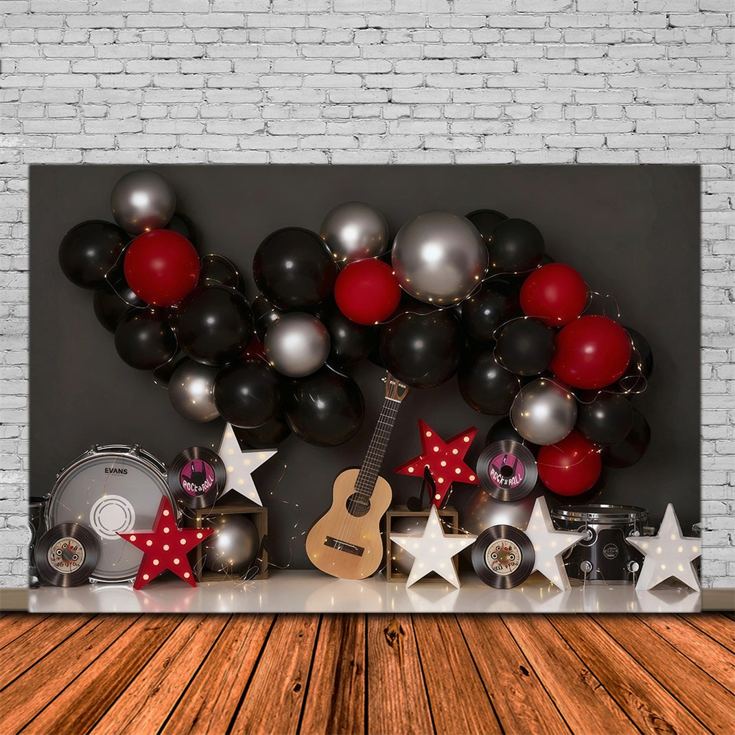 Cake Smash Backdrops Music Party Balloons Birthday Photo Backdrop MRR10-51
