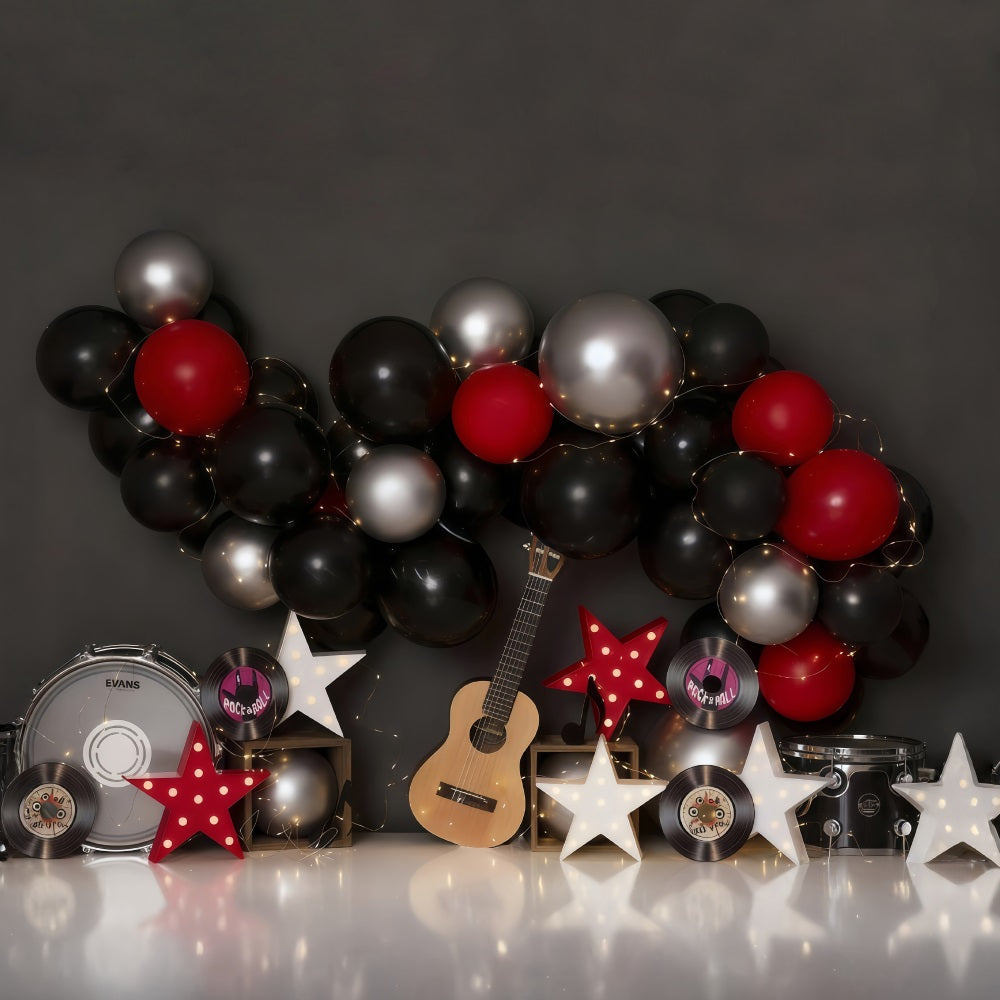 Cake Smash Backdrops Music Party Balloons Birthday Photo Backdrop MRR10-51