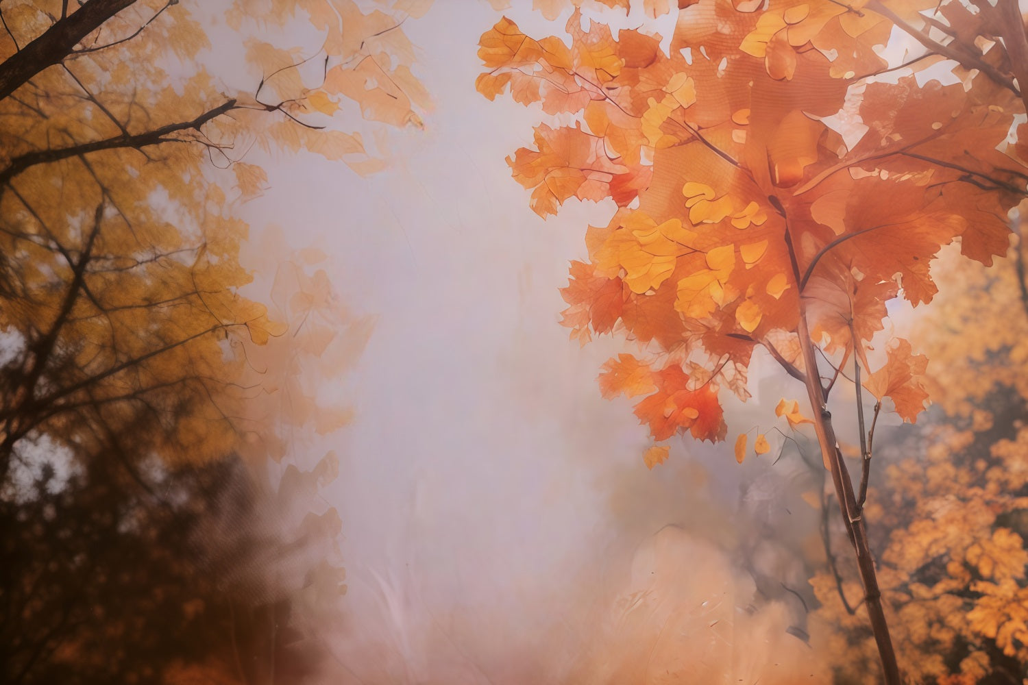 Fall Backdrop Golden Autumn Leaves Autumn Photo Backdrop MRR10-55