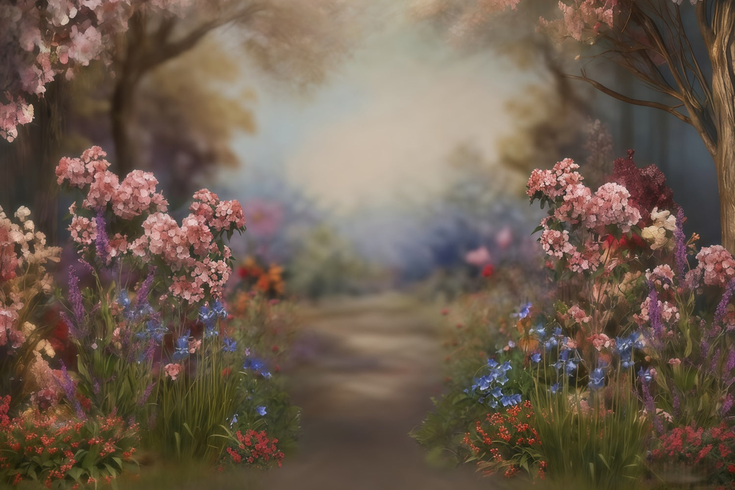 Fine Art Backdrops Flower Path Blooming Trees Artistic Backdrop MRR10-57