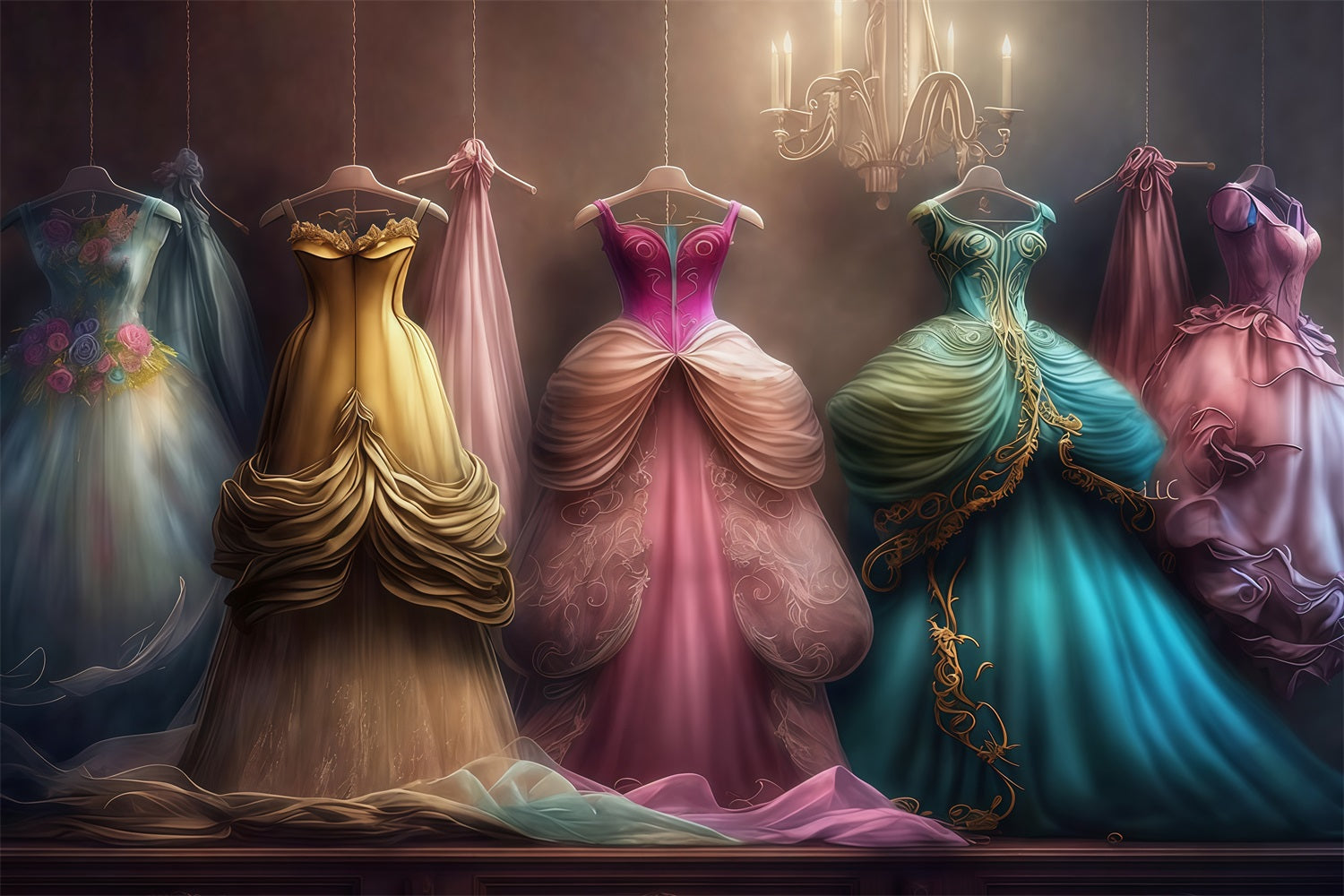Vintage Backdrop Princess Dresses Elegant Closet Retro Backdrop MRR10-58