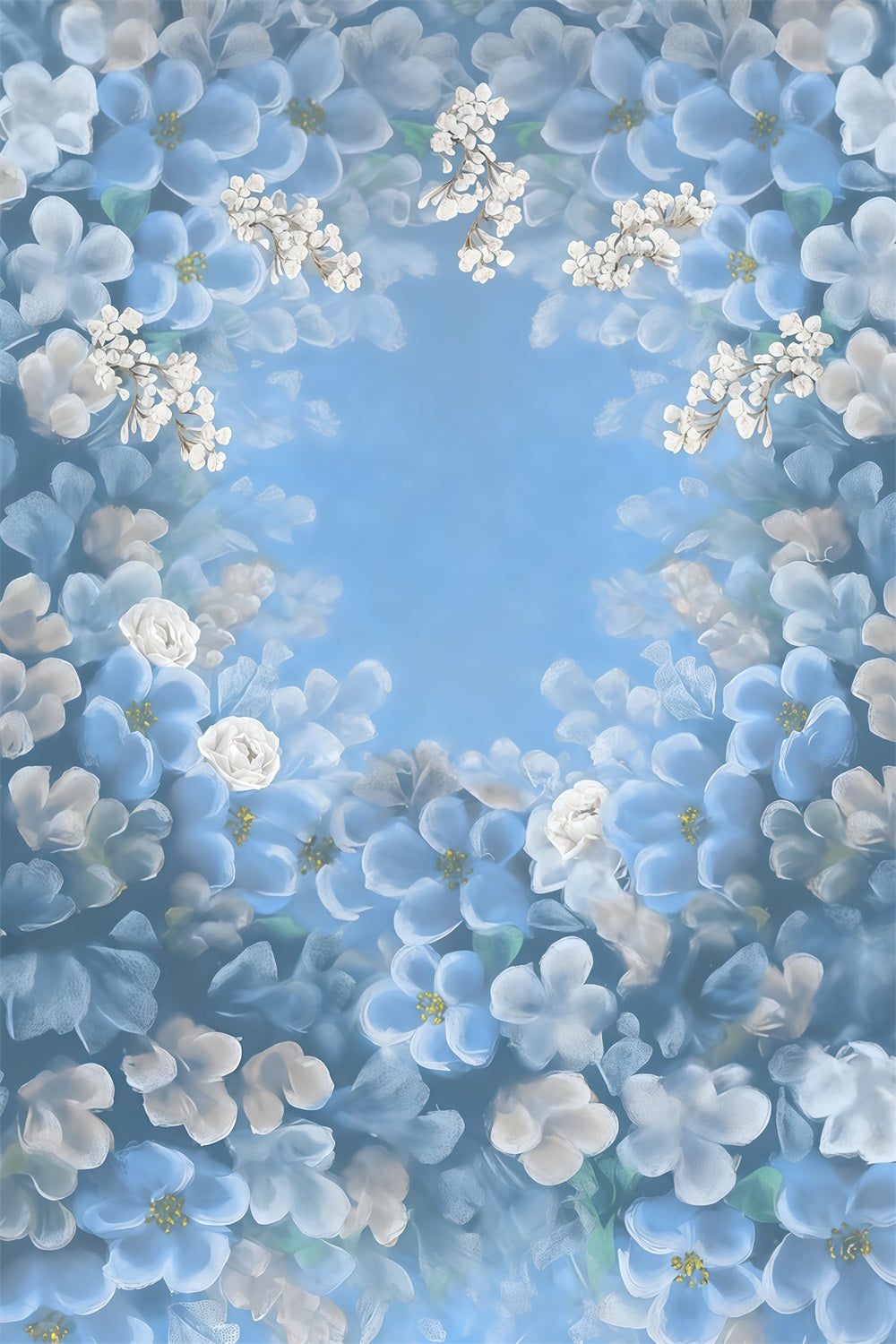 Artistic Backdrop Watercolor Blue Blooming Floral Fine Art Backdrops MRR10-59