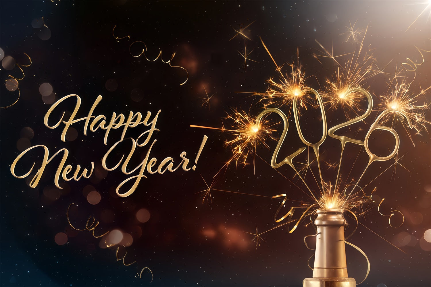 2026 New Year Backdrop Sparkling Champagne Burst Celebration New Years Eve Backdrop MRR10-6