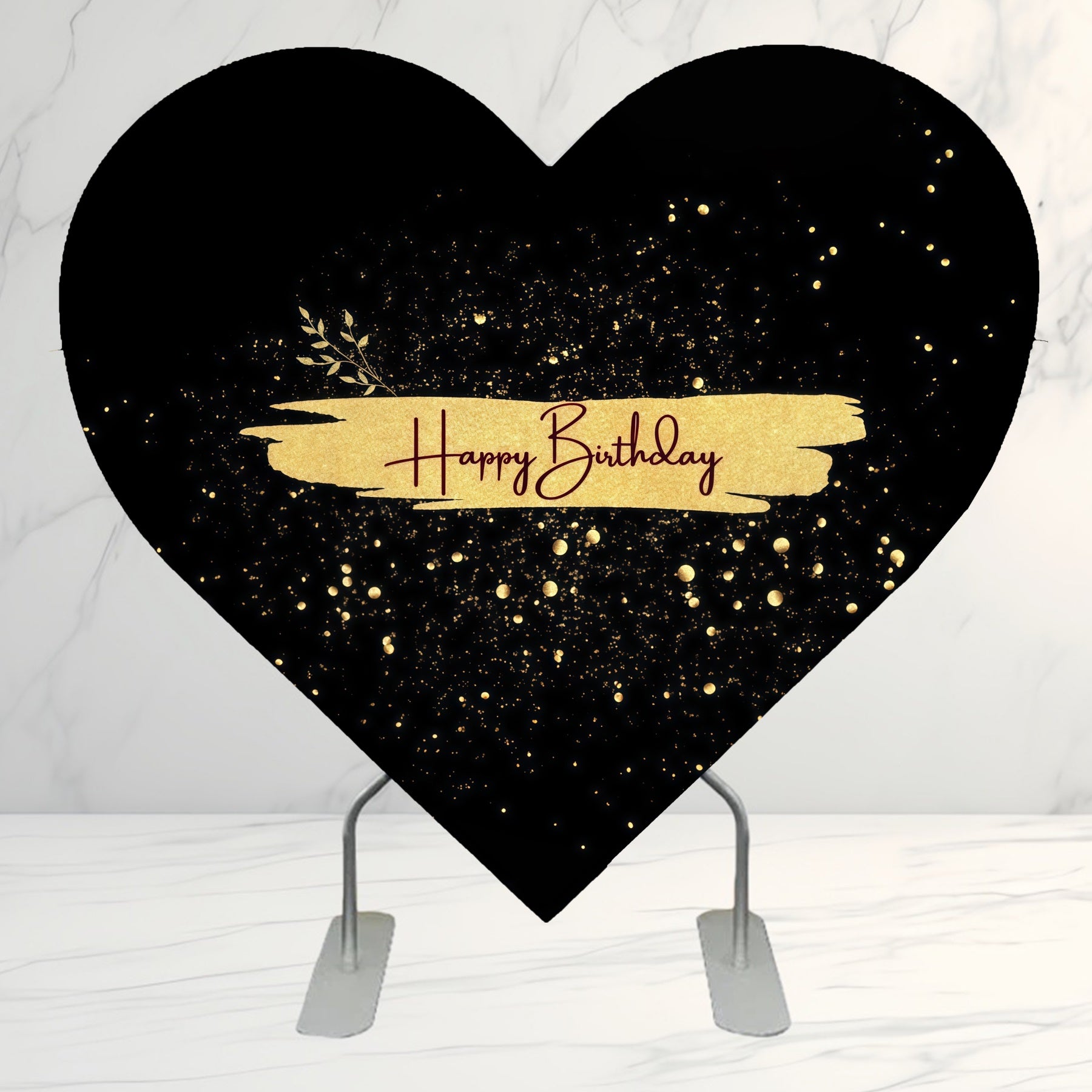 Heart Shape Backdrop Black Gold Sparkles Birthday Party Backdrop MRR10-68