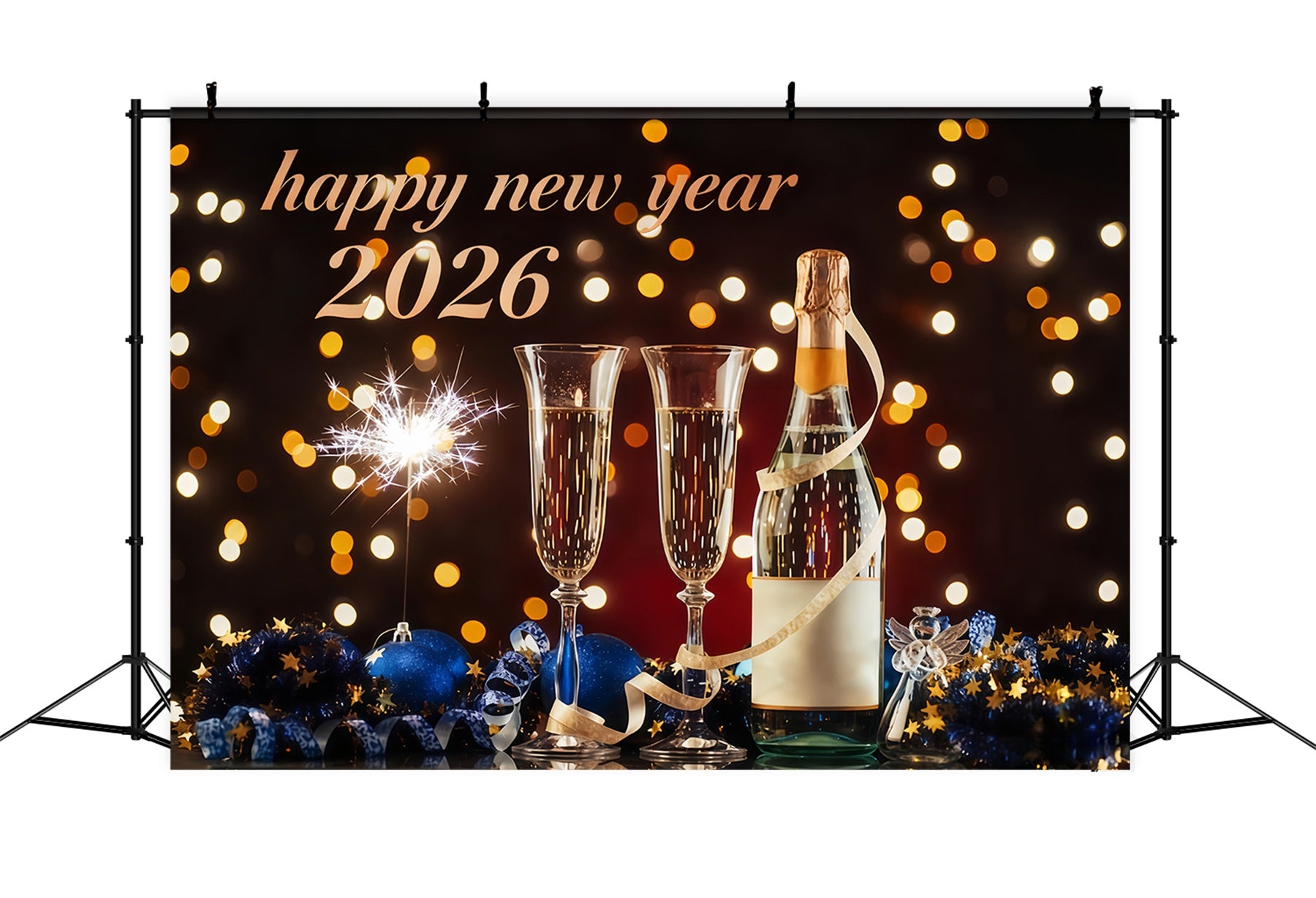 New Years Eve Backdrop Elegant Toast Midnight Lights Happy New Year Backdrop MRR10-7