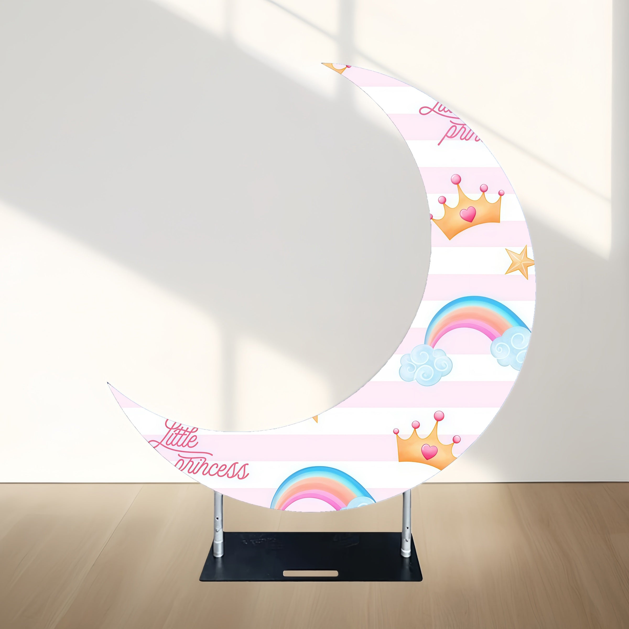 Moon Shape Arch Backdrop Pink Rainbow Princess Party Backdrop MRR10-74