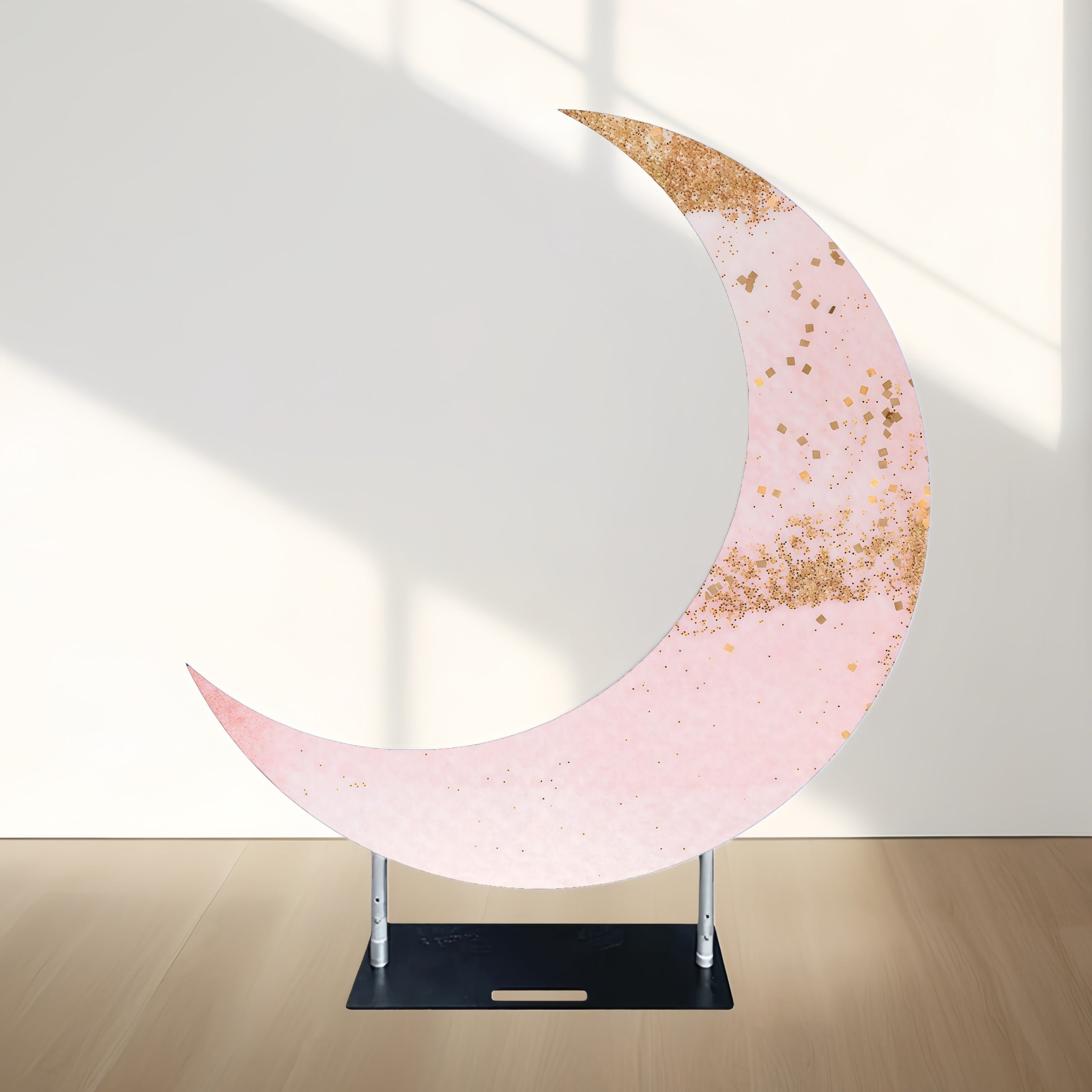 Moon Shaped Backdrop Pink Gold Sparkles Party Arch Backdrop MRR10-77