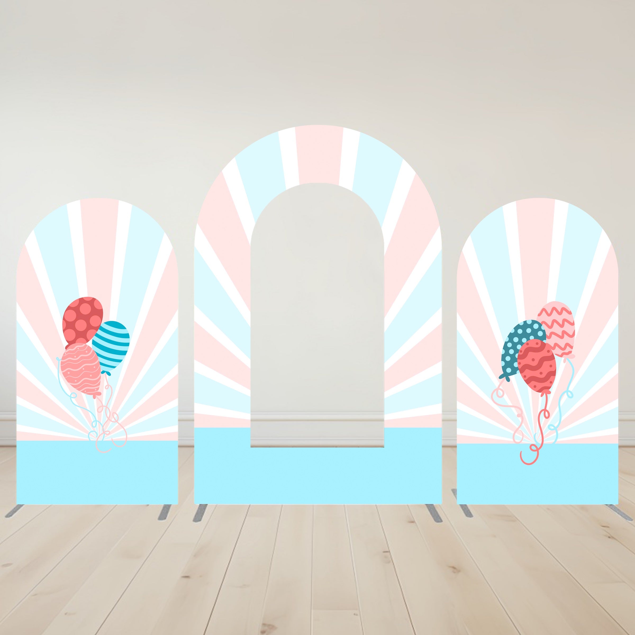 Open Arch Wall Cover Pastel Balloon Rays Party Backdrop MRR10-79