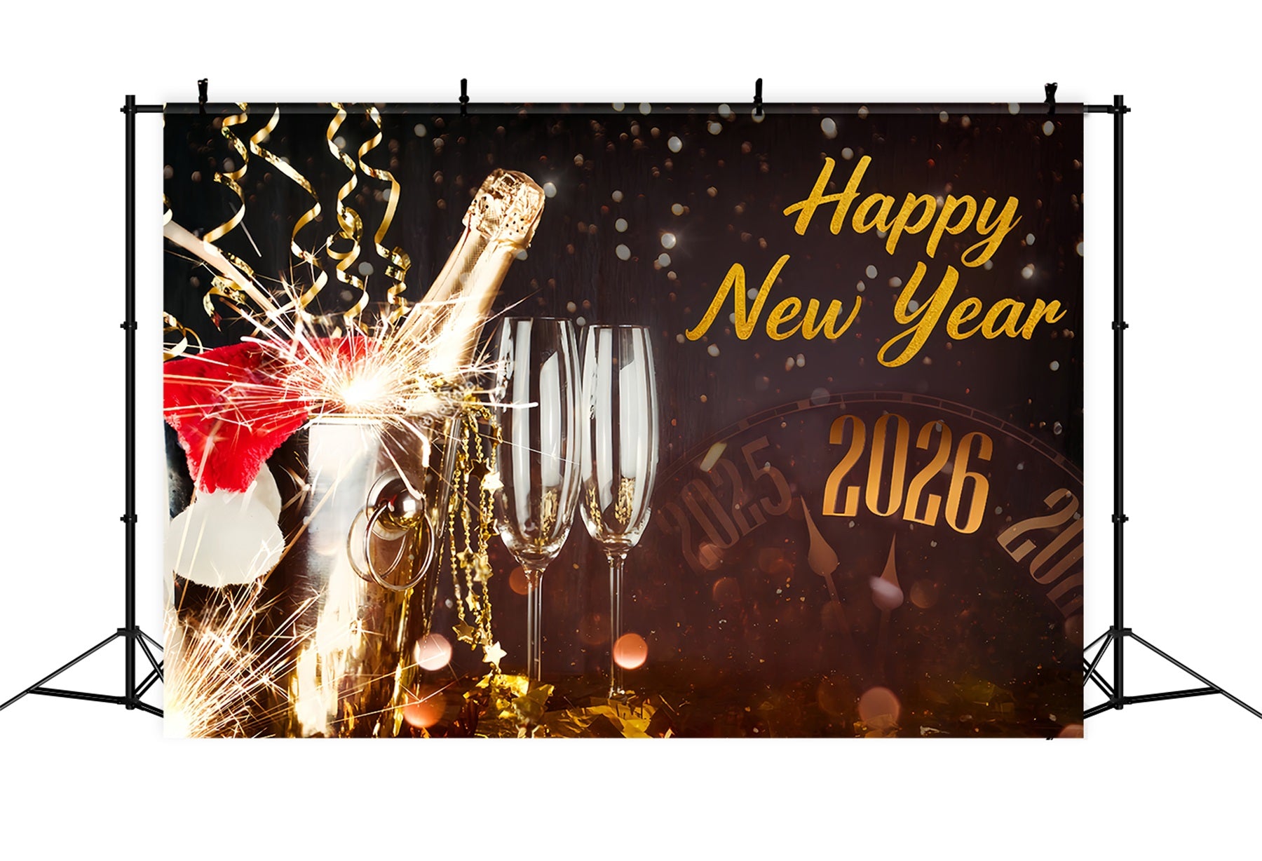 New Years Photo Backdrop Champagne Spark Celebration Countdown Happy New Years Backdrop MRR10-9