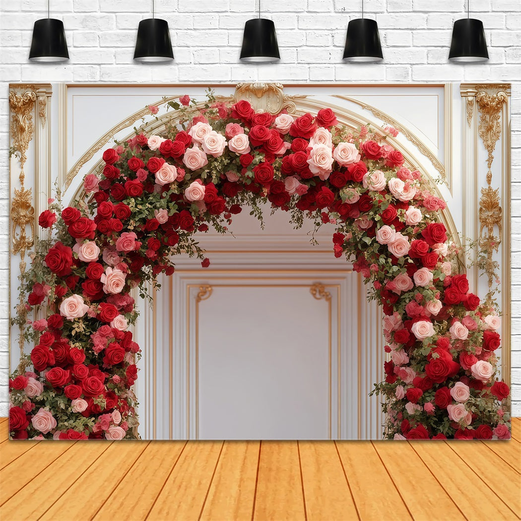 Valentine Photo Backdrop Luxurious Rose Floral Arch Valentine's Day Backdrops MRR11-100