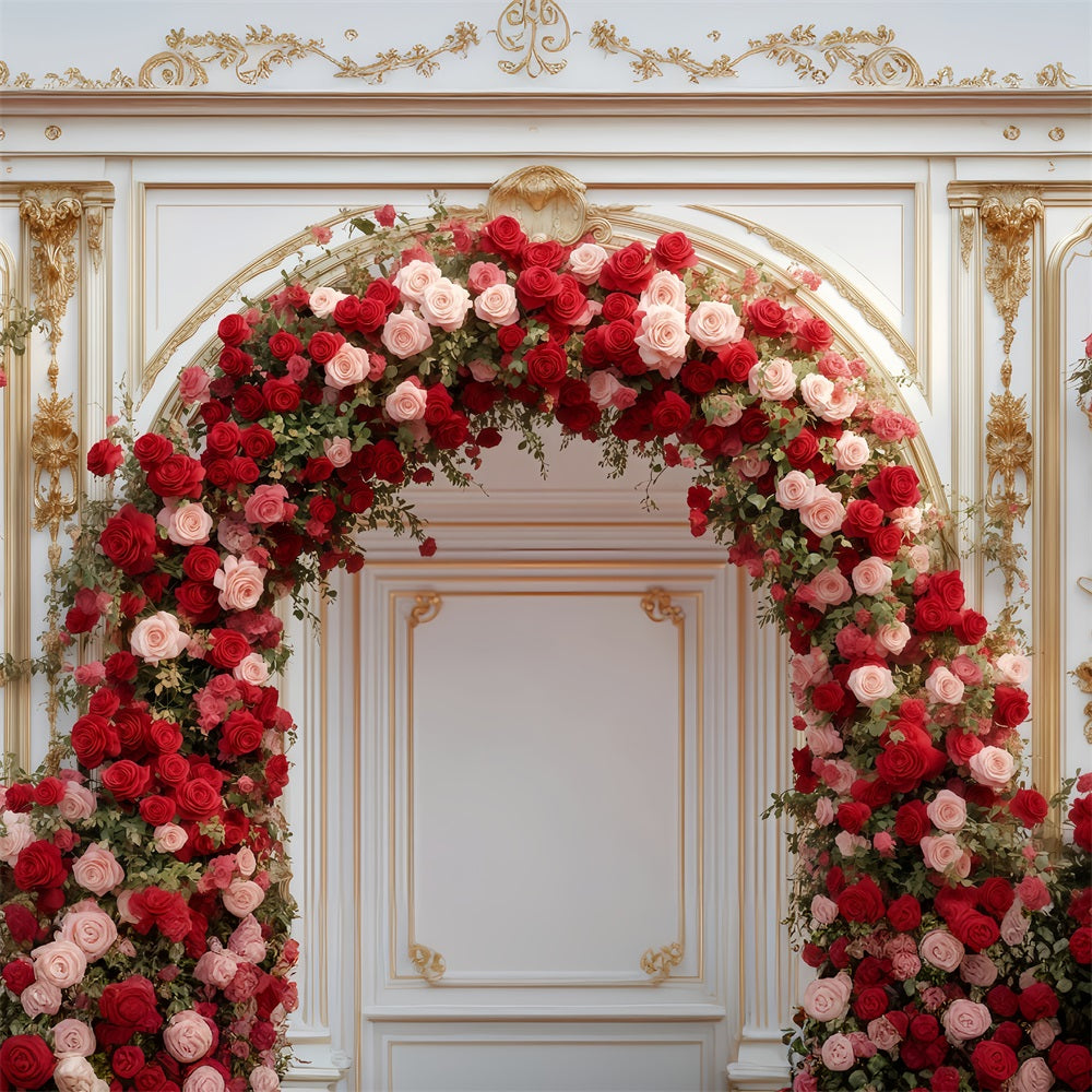 Valentine Photo Backdrop Luxurious Rose Floral Arch Valentine's Day Backdrops MRR11-100