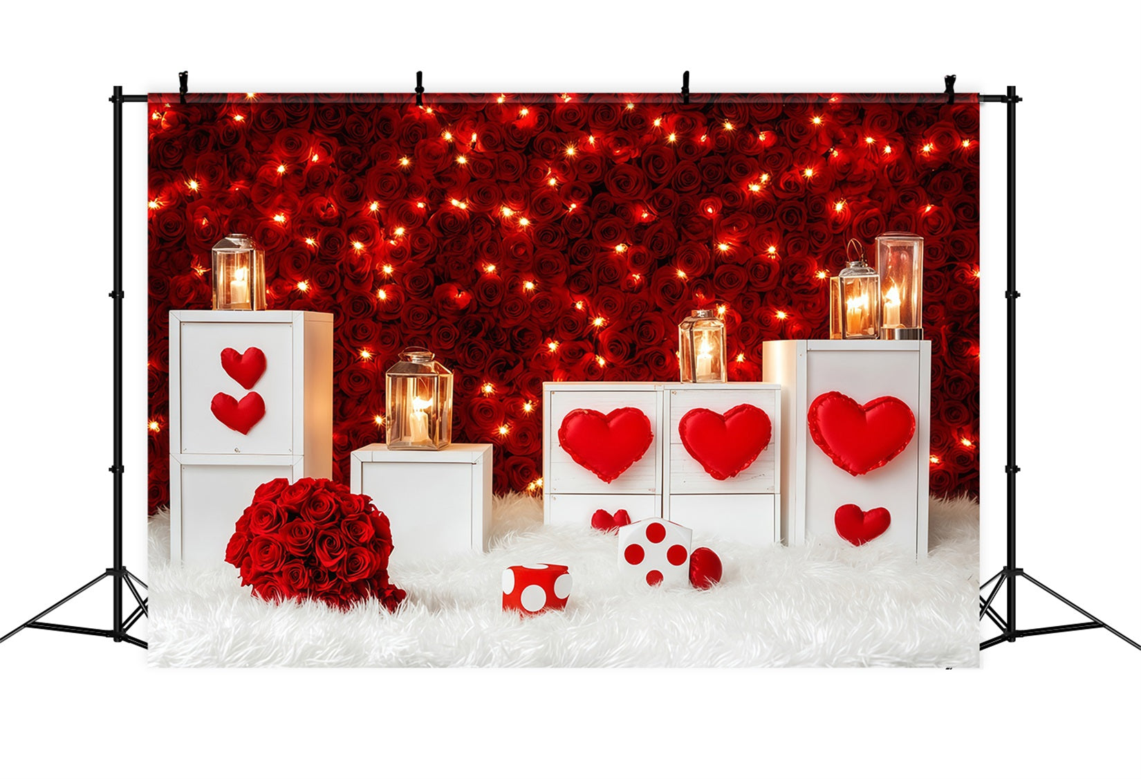 Valentine Backdrop Ideas Red Rose Candle Glow Valentine Backdrops MRR11-104