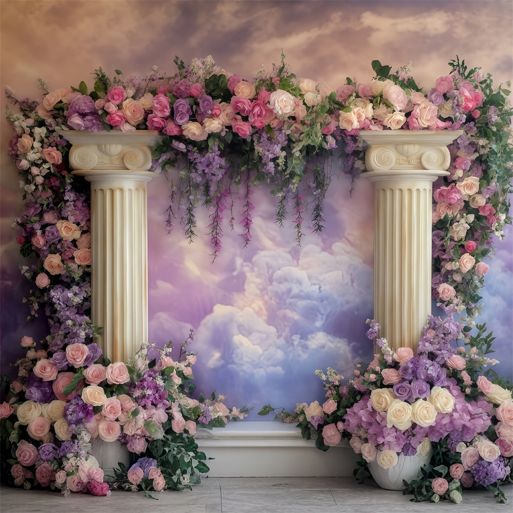 Valentines Day Photo Backdrop Romantic Floral Column Arch Valentine Backdrops MRR11-109