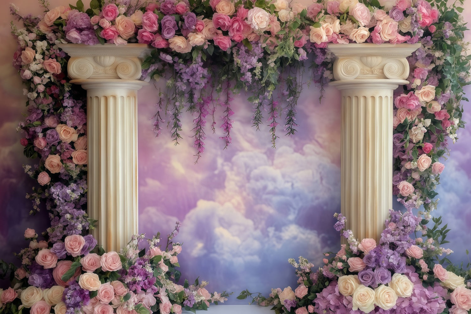 Valentines Day Photo Backdrop Romantic Floral Column Arch Valentine Backdrops MRR11-109