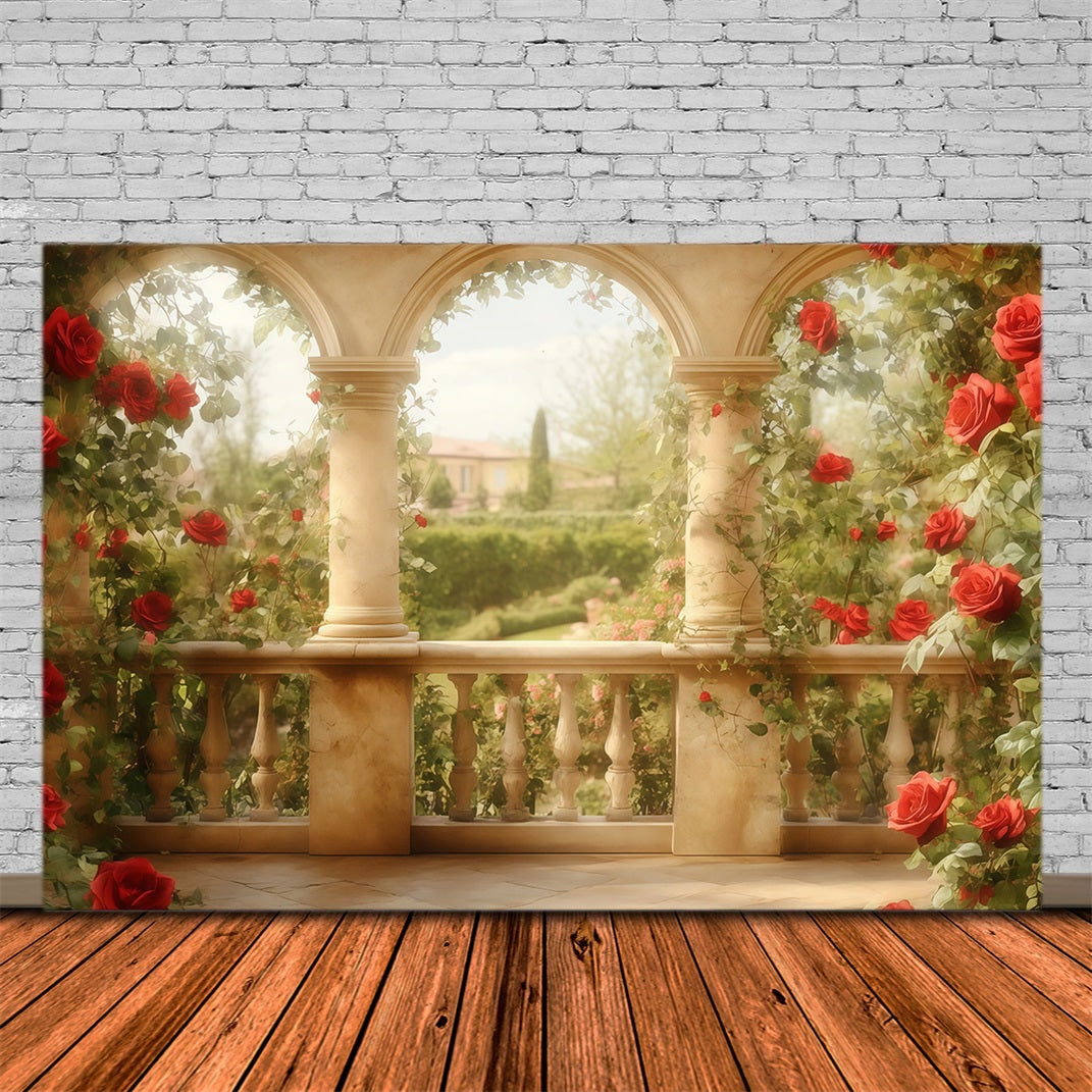 Valentine Photography Backdrops Red Rose Garden Arch Valentines Backdrop MRR11-111