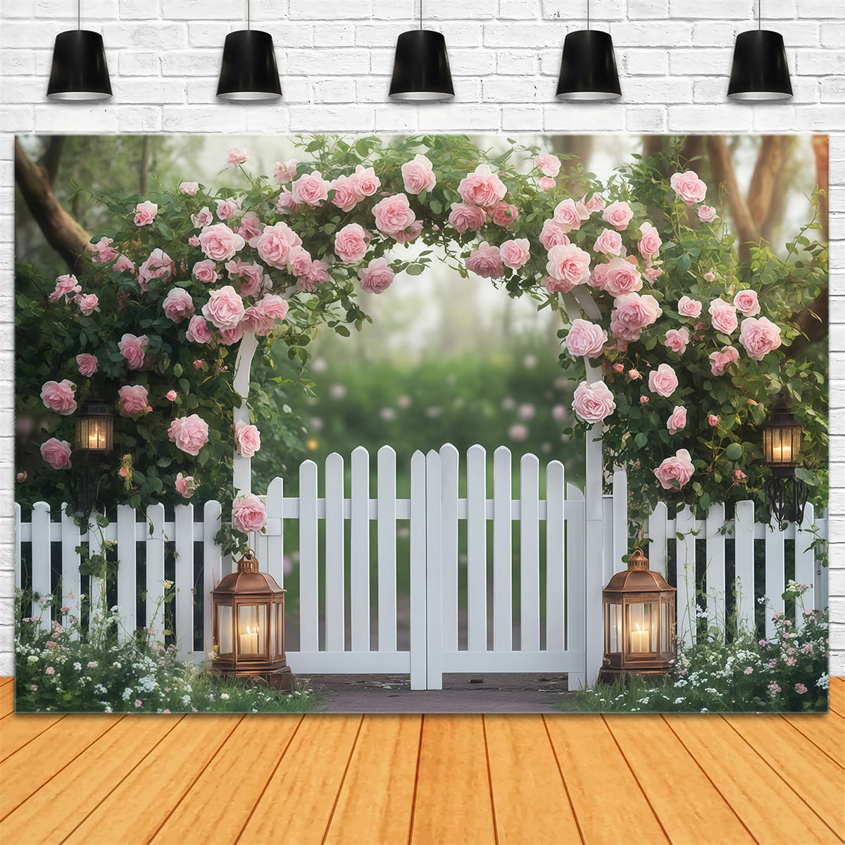Valentine Photo Booth Backdrop Pink Rose Flower Garden Valentines Backdrop MRR11-113