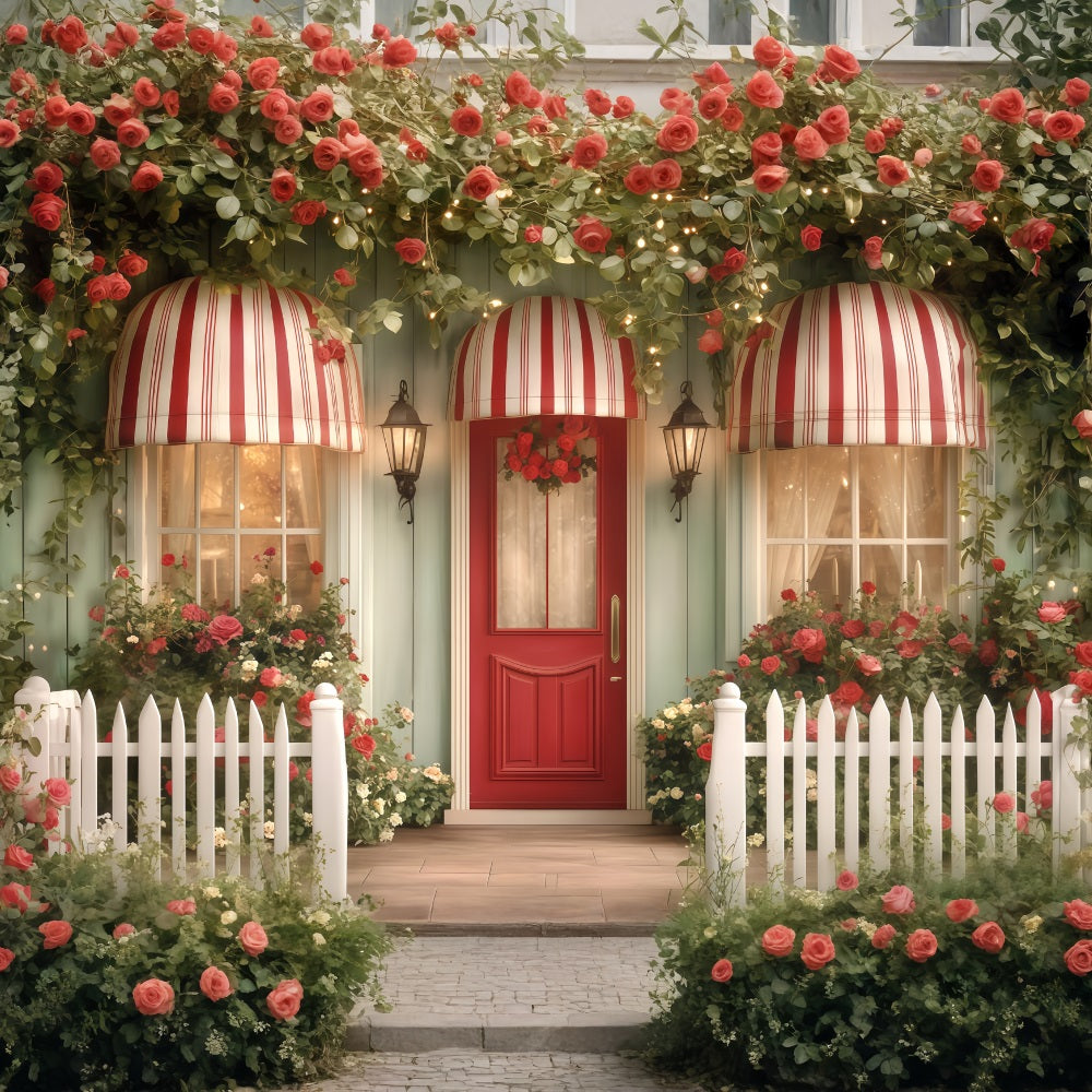 Valentine Photo Backdrops Flower Garden House Valentine's Day Backdrop MRR11-116
