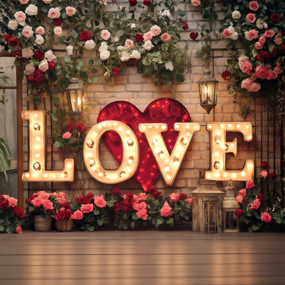 Valentine's Day Backdrop Glitter Love Light Flower Valentines Backdrop MRR11-119