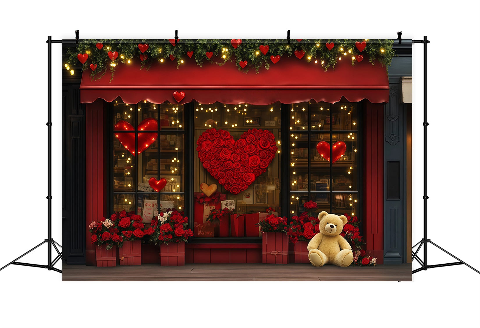Valentines Backdrop Gift Shop Red Rose Valentine's Day Backdrops MRR11-120