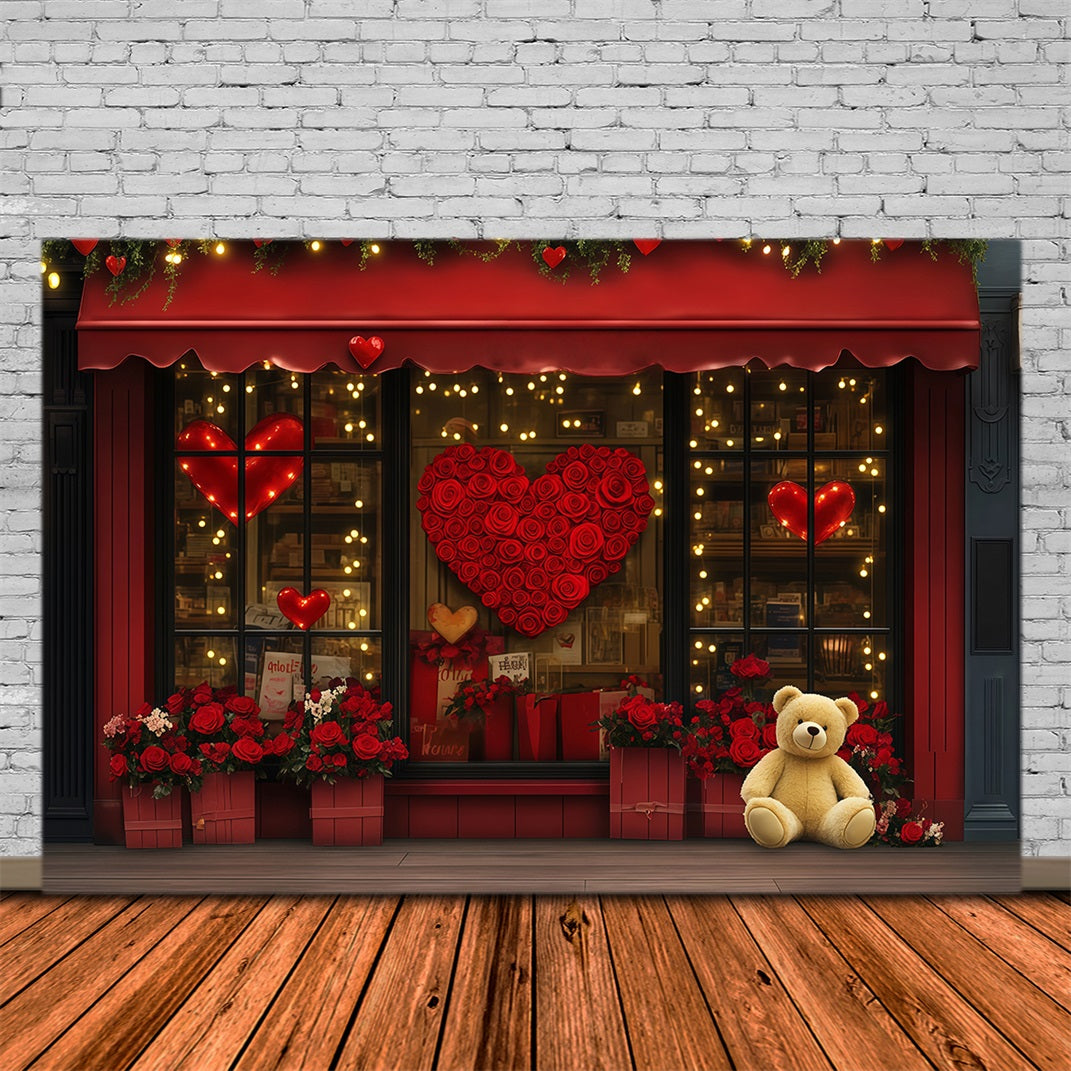 Valentines Backdrop Gift Shop Red Rose Valentine's Day Backdrops MRR11-120