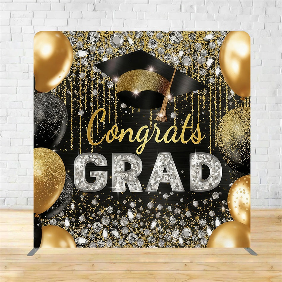 Square Backdrop Tension Pillow Cover Stand Diamond Balloons Graduation Backdrop MRR11-26