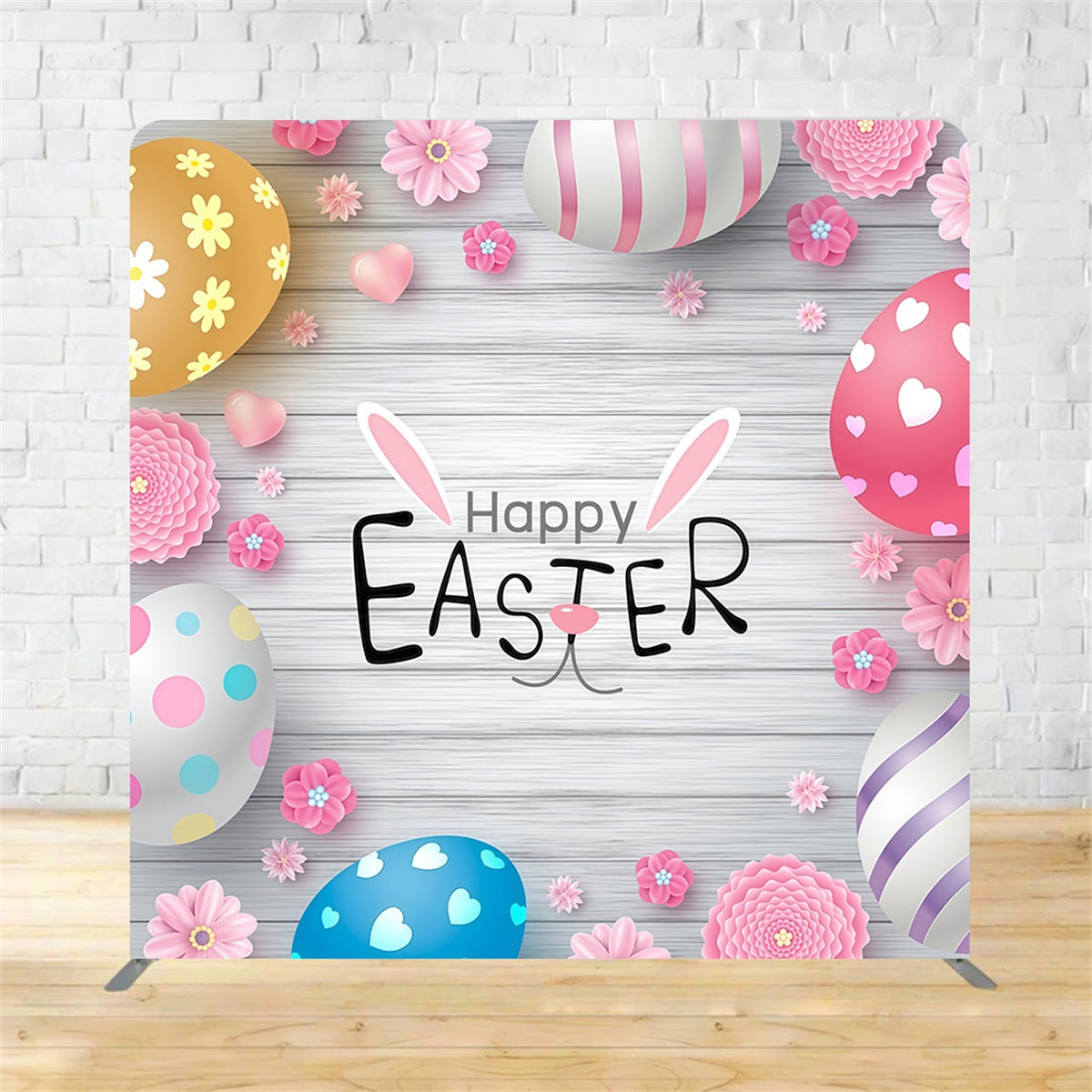 Tension Backdrops Bunny Eggs Wood Easter Party Backdrop MRR11-41