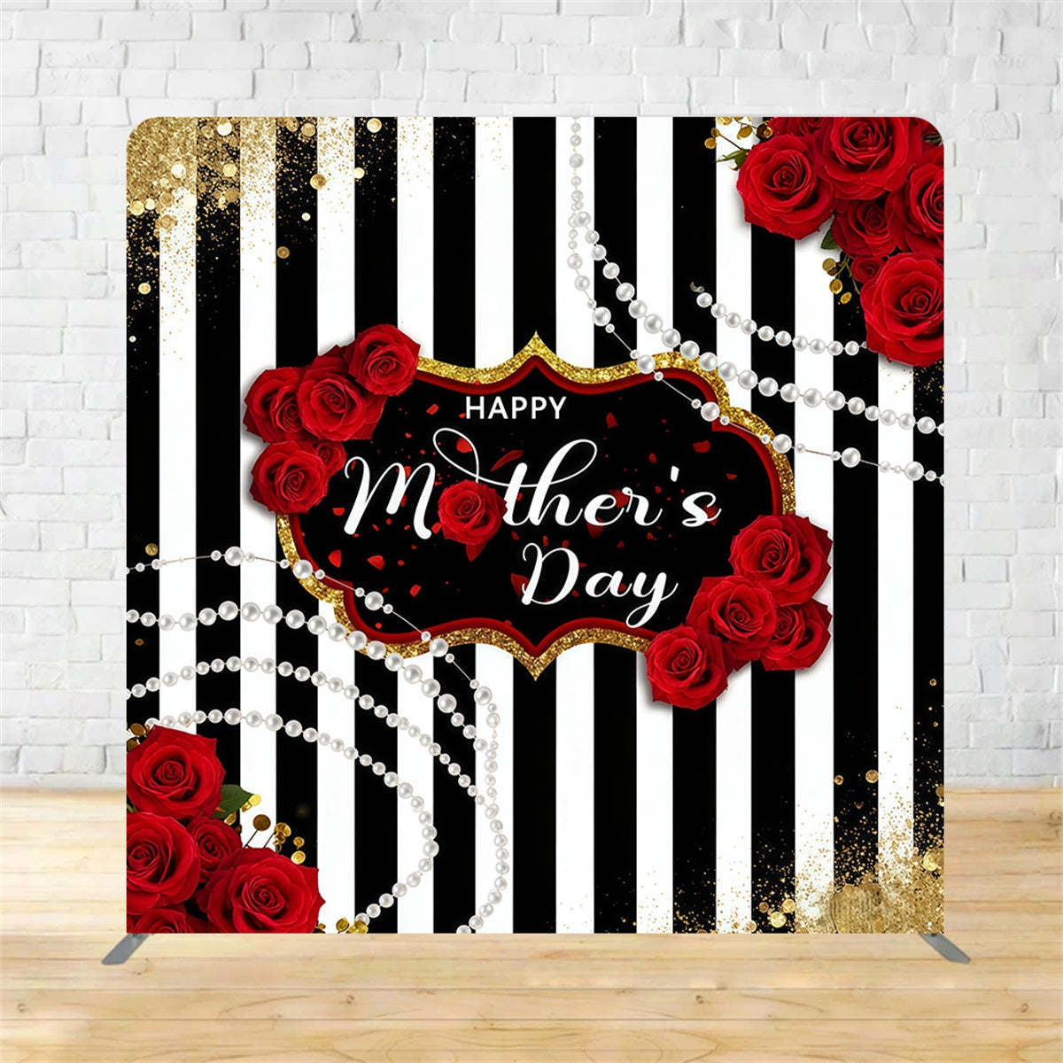 Square Backdrop Tension Pillow Cover Stand Red Roses Mother's Day Backdrop MRR11-44