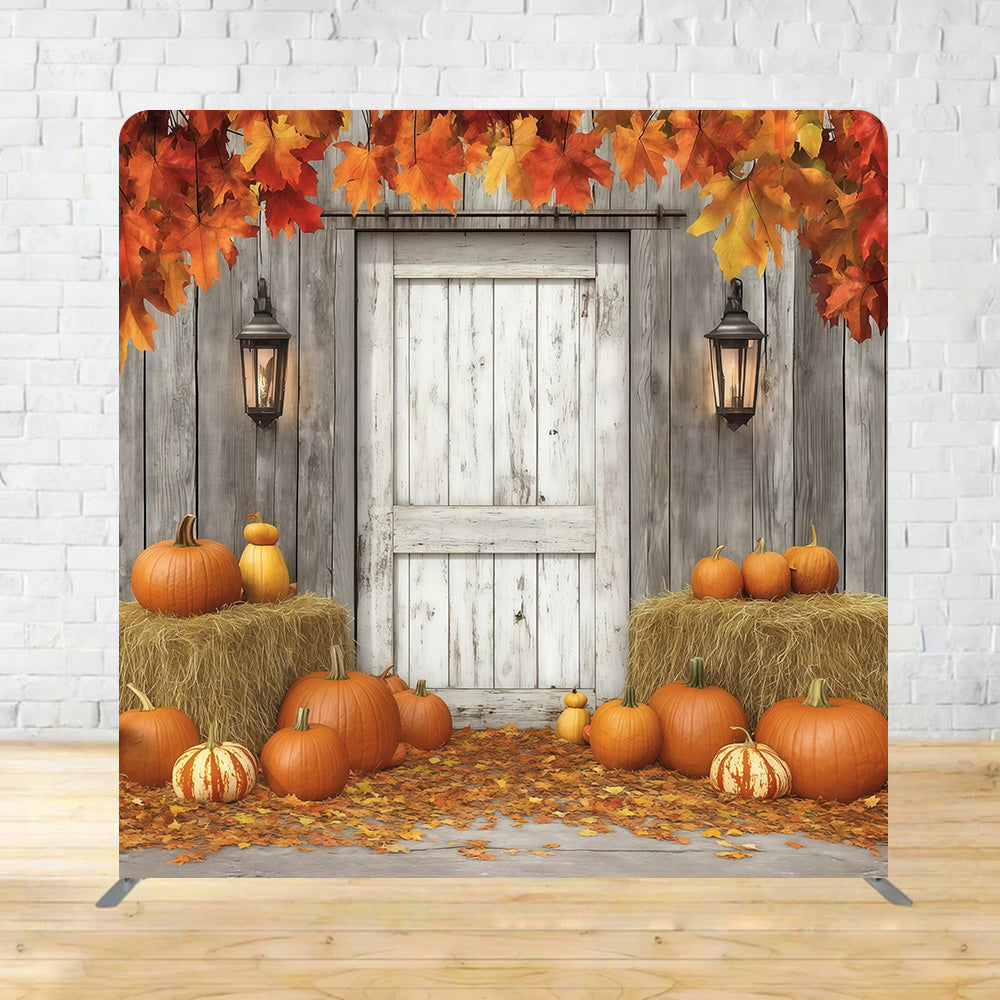 Rustic Fall Backdrop Tension Backdrops Rustic Door Pumpkin Harvest Fall Backdrop MRR11-5