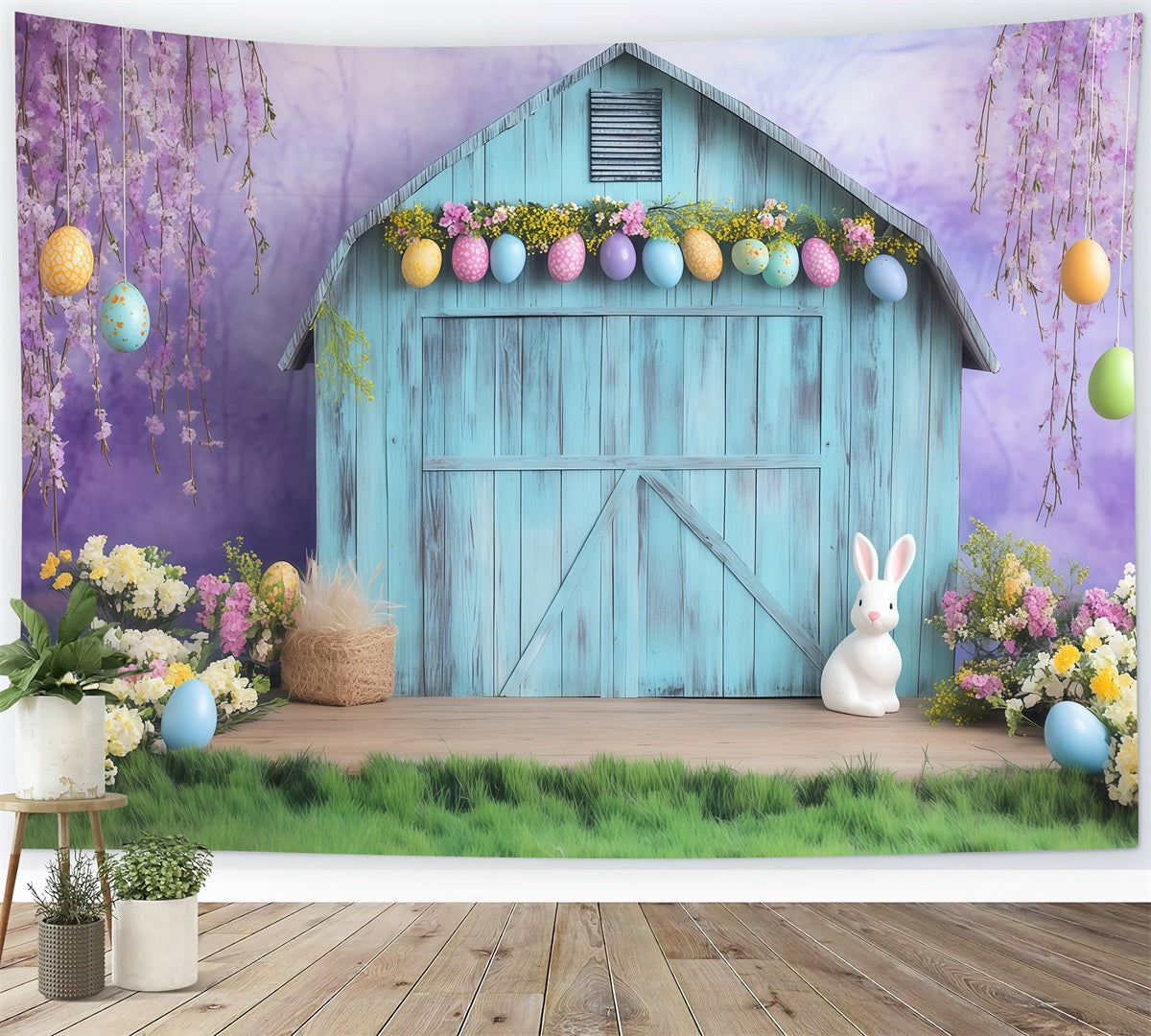 Easter Backdrop Ideas Spring Barn Blossoms Decor Bunny Backdrop MRR11-74
