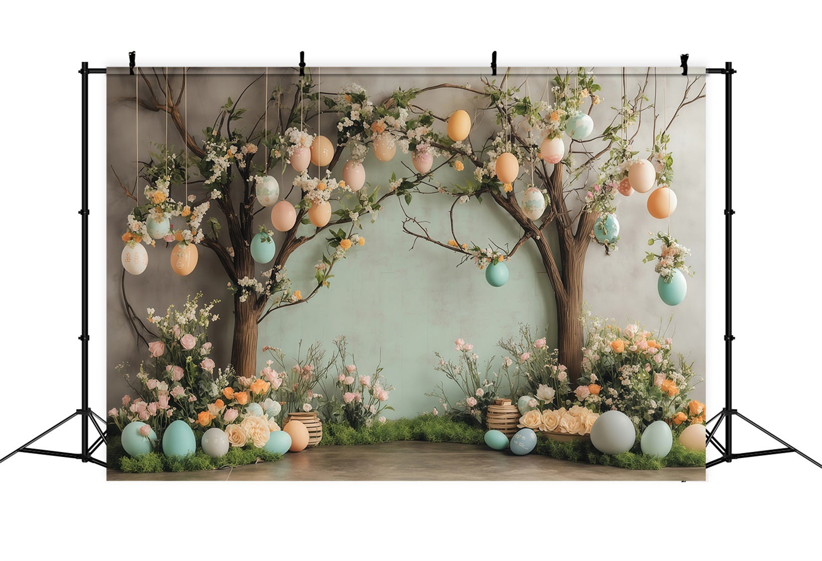 Easter Egg Hunt Backdrop Spring Blossom Egg Garden Easter Backdrop MRR11-77