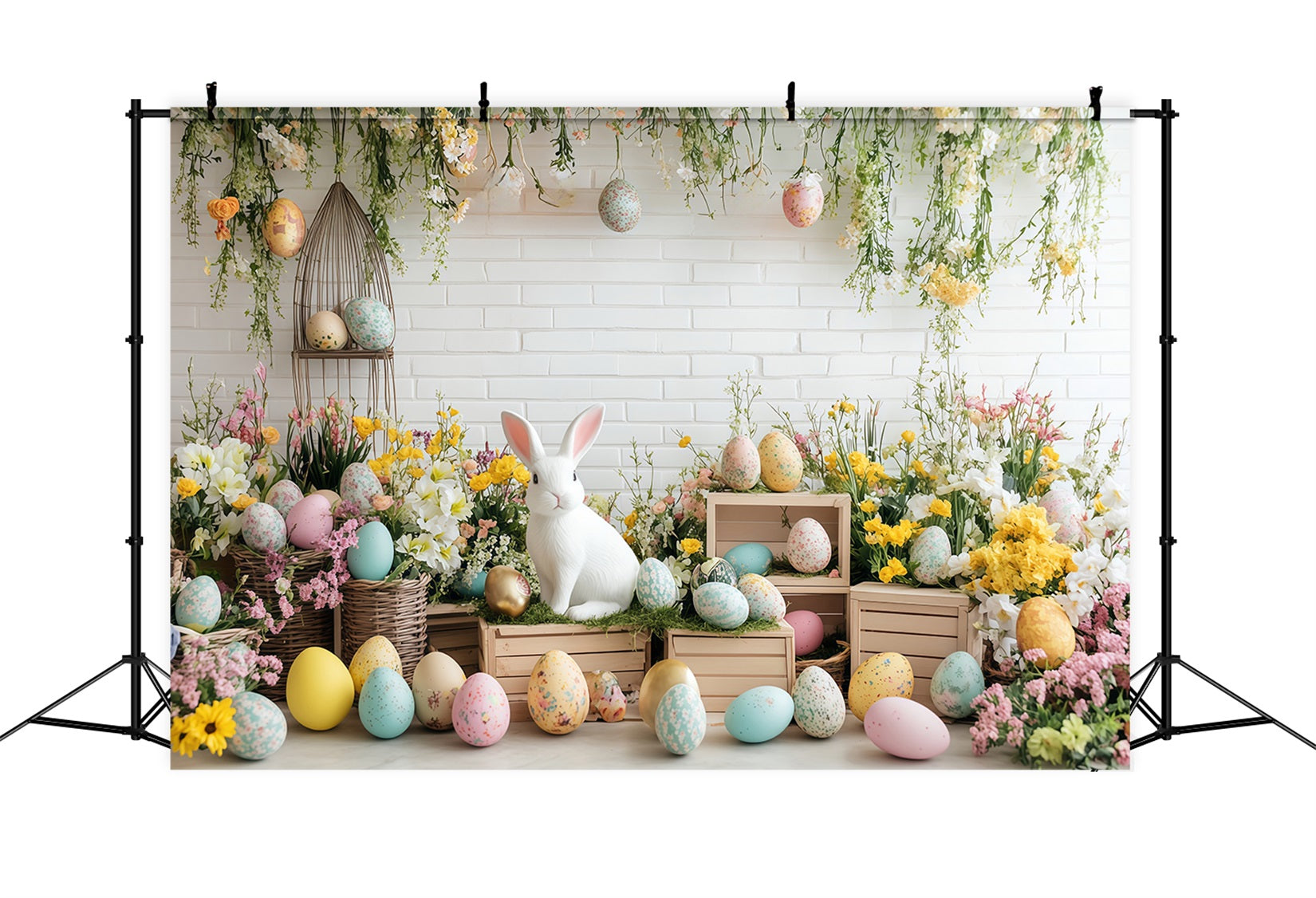 Easter Photo Booth Backdrop Blooming Garden Bunny Easter Egg Backdrop MRR11-79