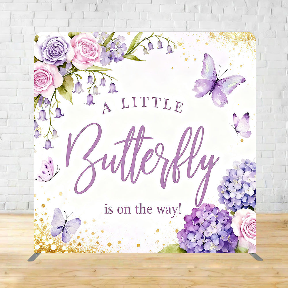 Square Backdrop Tension Pillow Cover Stand Butterfly Flower Baby Shower Backdrop MRR11-8