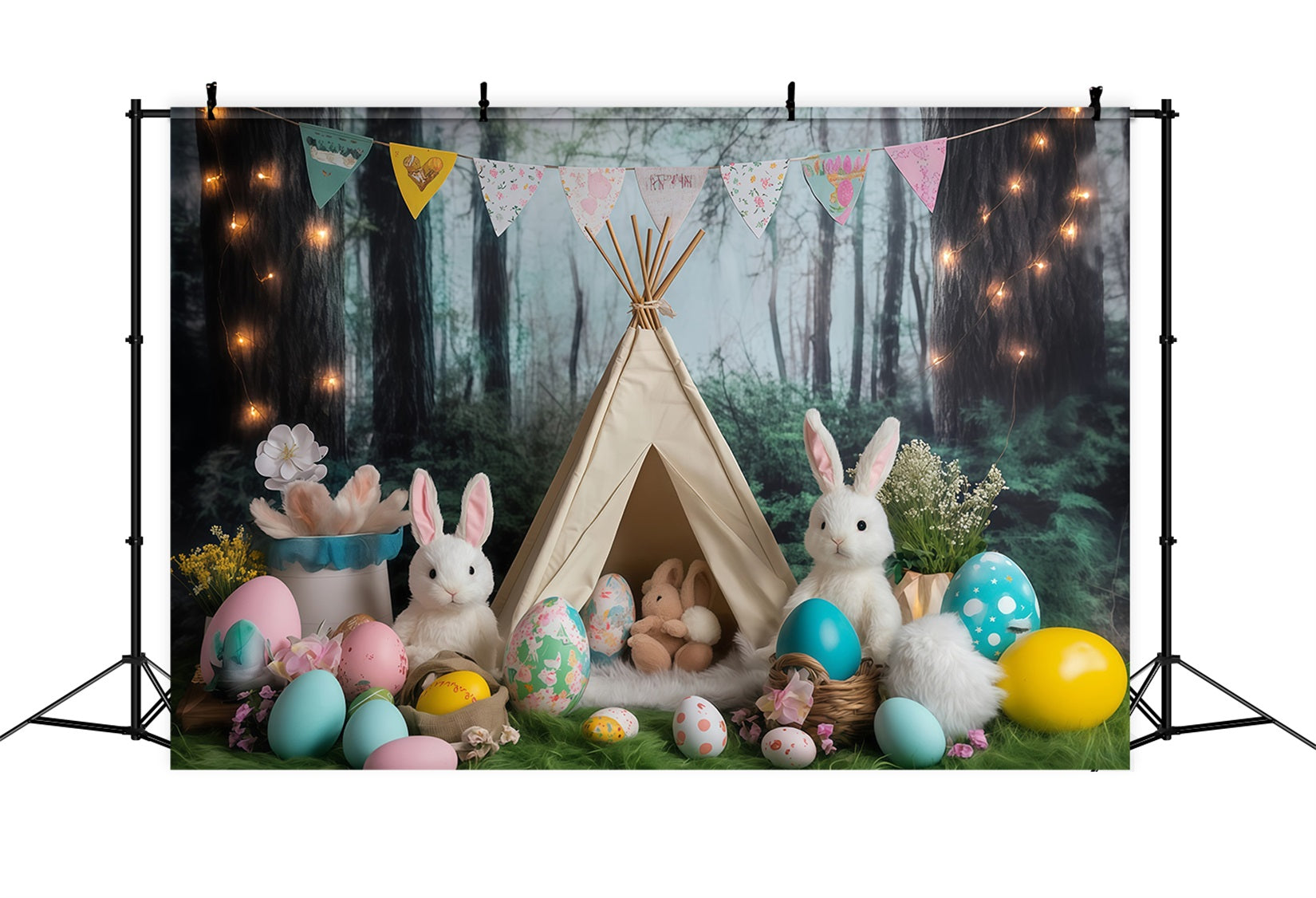 Easter Picture Backdrops Forest Tent Bunny Gathering Bunny Backdrop MRR11-80