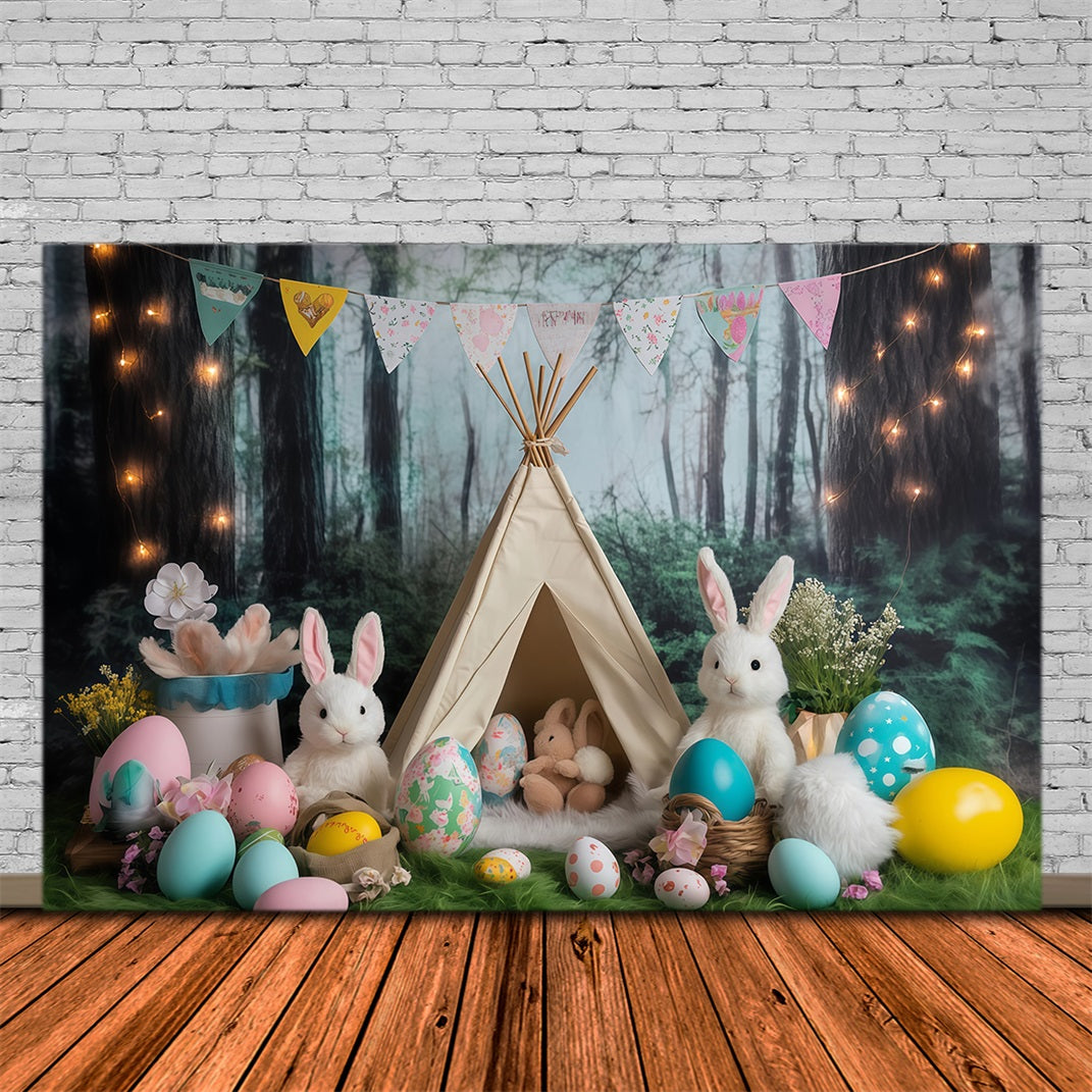 Easter Picture Backdrops Forest Tent Bunny Gathering Bunny Backdrop MRR11-80