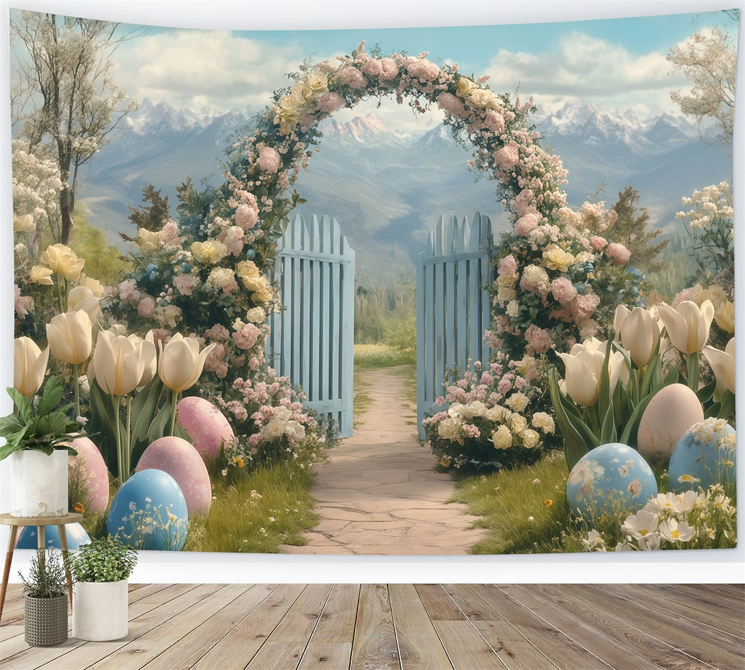 Easter Backdrop Floral Garden Bunny Display Easter Photography Backdrops MRR11-83
