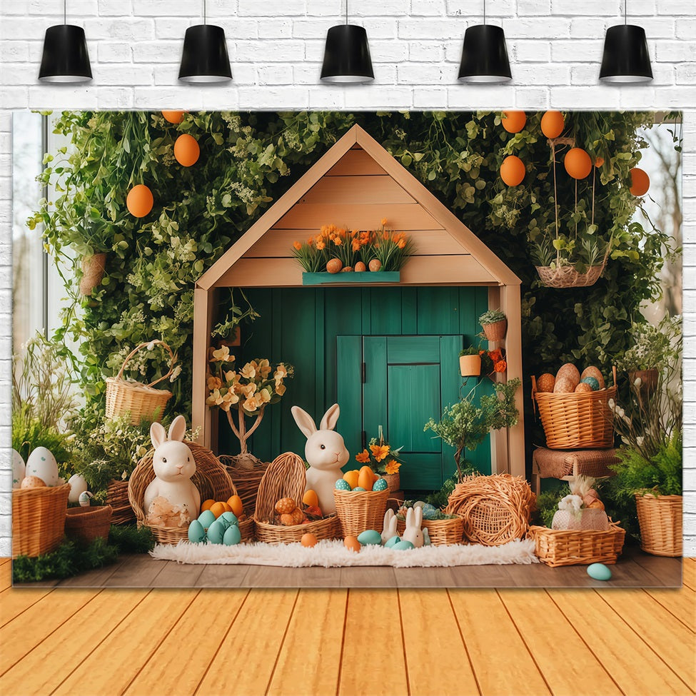 Easter Backdrops Pastel Cottage Bunny Easter Photo Booth Backdrop MRR11-85